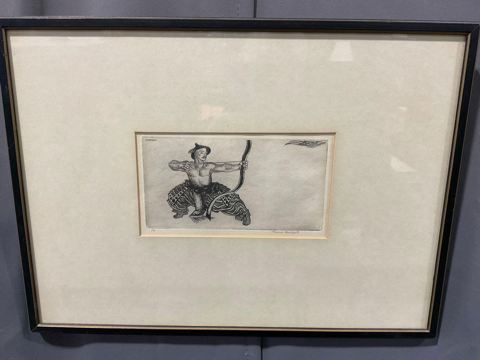 Framed Illustration Chinese Archer, Signed Thomas Handforth, 13h x 16 inches - 2