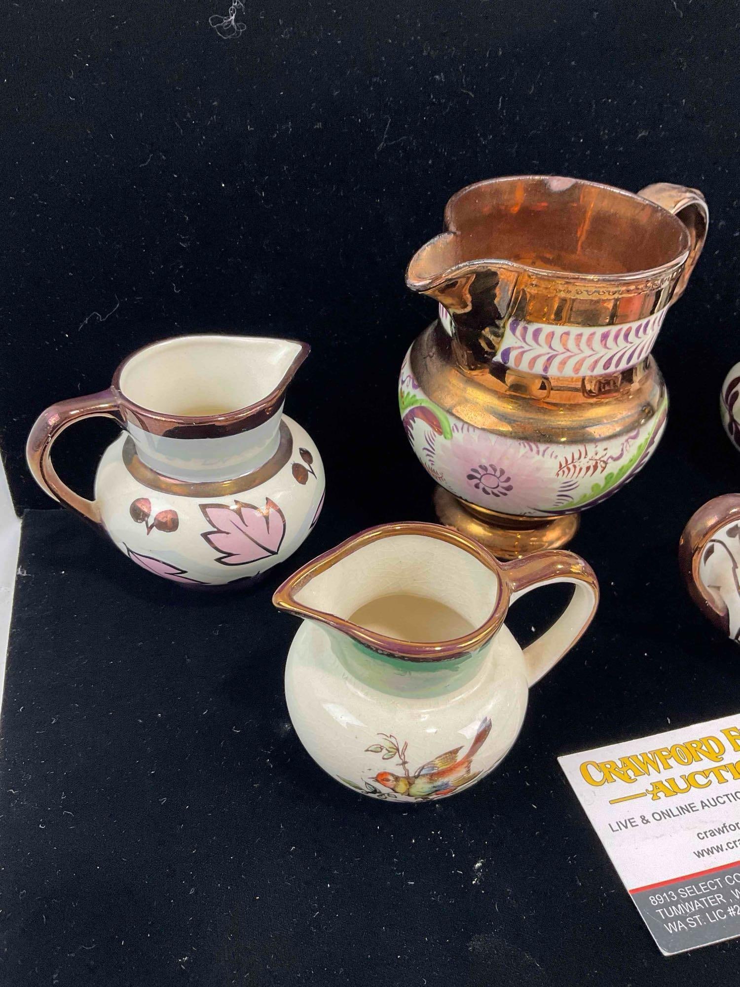 6 pcs Vintage English White & Bronze Color Porcelain Dishes, incl. Lancaster & Old Castle. - 2