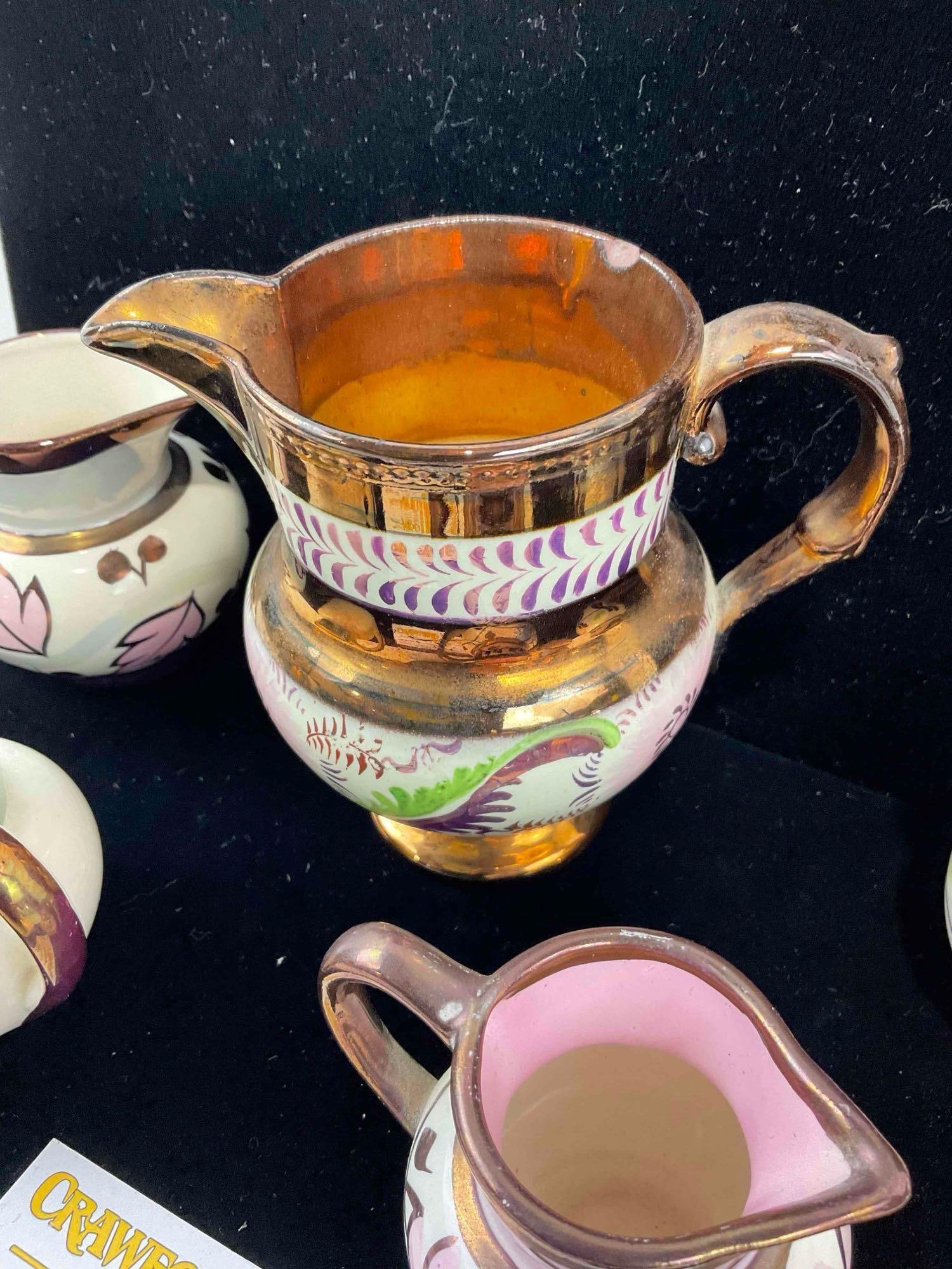 6 pcs Vintage English White & Bronze Color Porcelain Dishes, incl. Lancaster & Old Castle. - 4