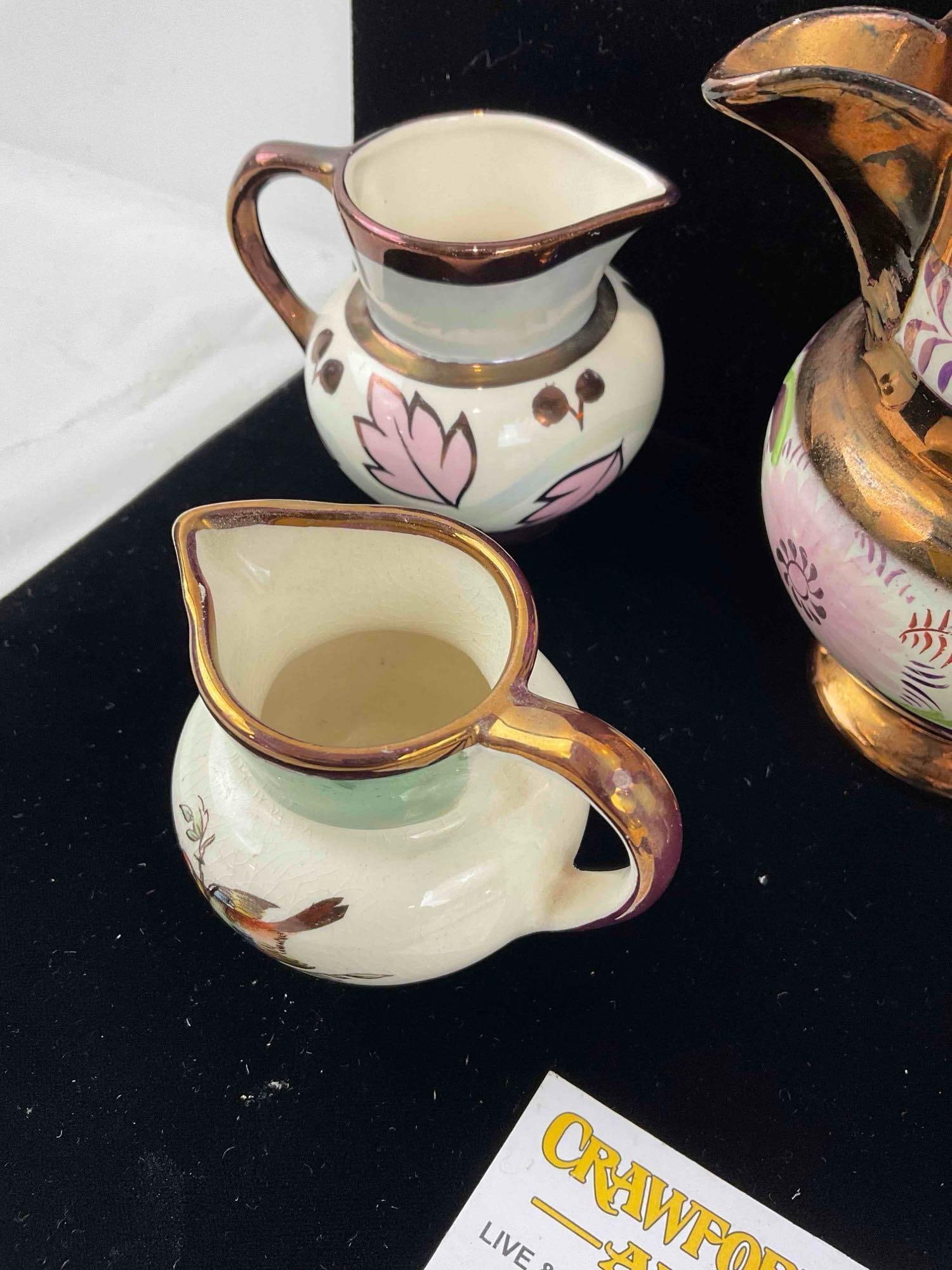 6 pcs Vintage English White & Bronze Color Porcelain Dishes, incl. Lancaster & Old Castle. - 5