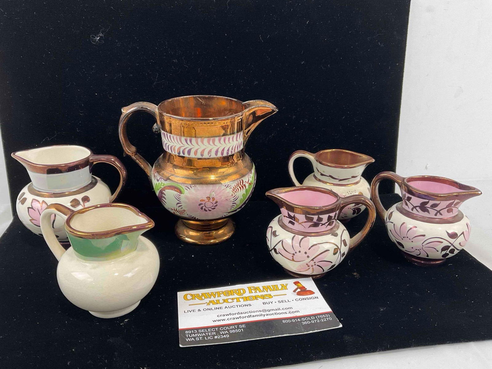 6 pcs Vintage English White & Bronze Color Porcelain Dishes, incl. Lancaster & Old Castle. - 6