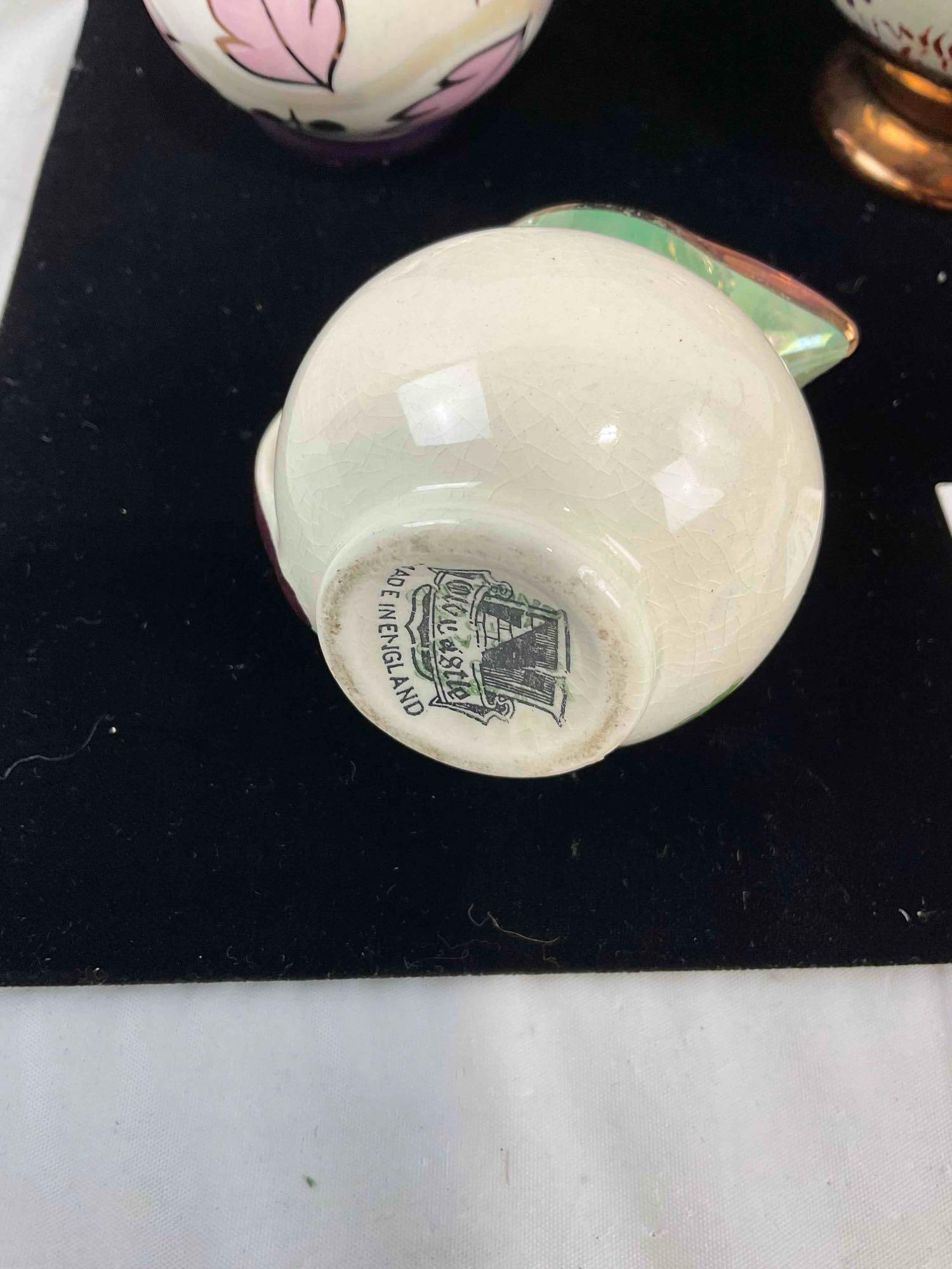 6 pcs Vintage English White & Bronze Color Porcelain Dishes, incl. Lancaster & Old Castle. - 7