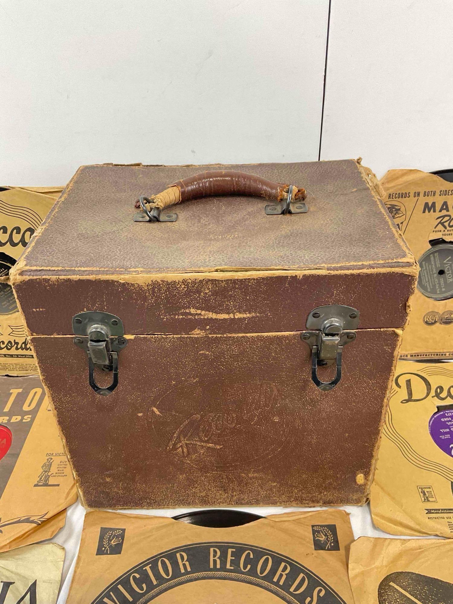 20+ pcs Vintage Vinyl Record Music Album Collection in Brown Vinyl Carrying Case. See pics. - 6
