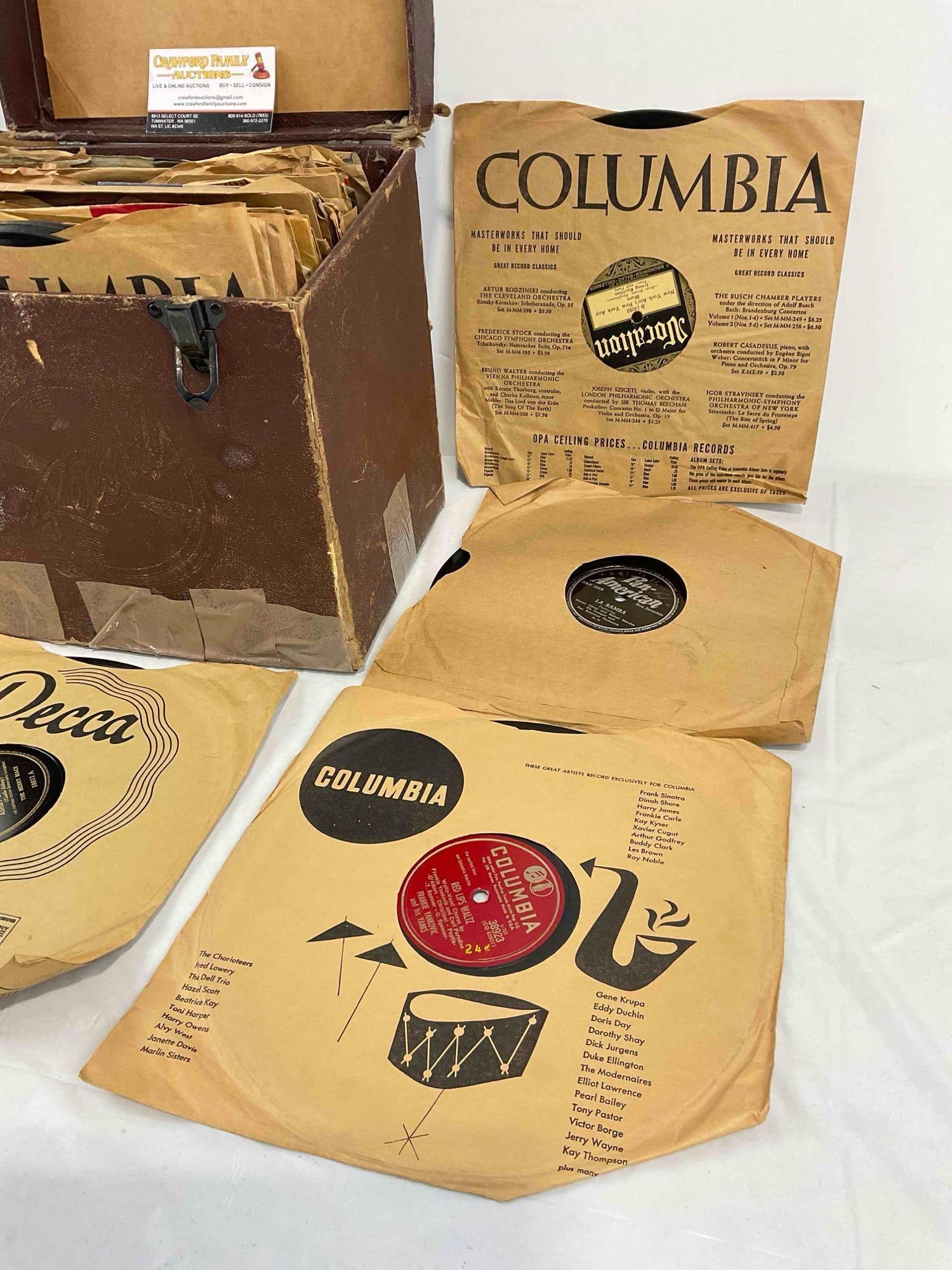 20+ pcs Vintage Vinyl Record Music Album Collection in Brown Vinyl Carrying Case. See pics. - 4