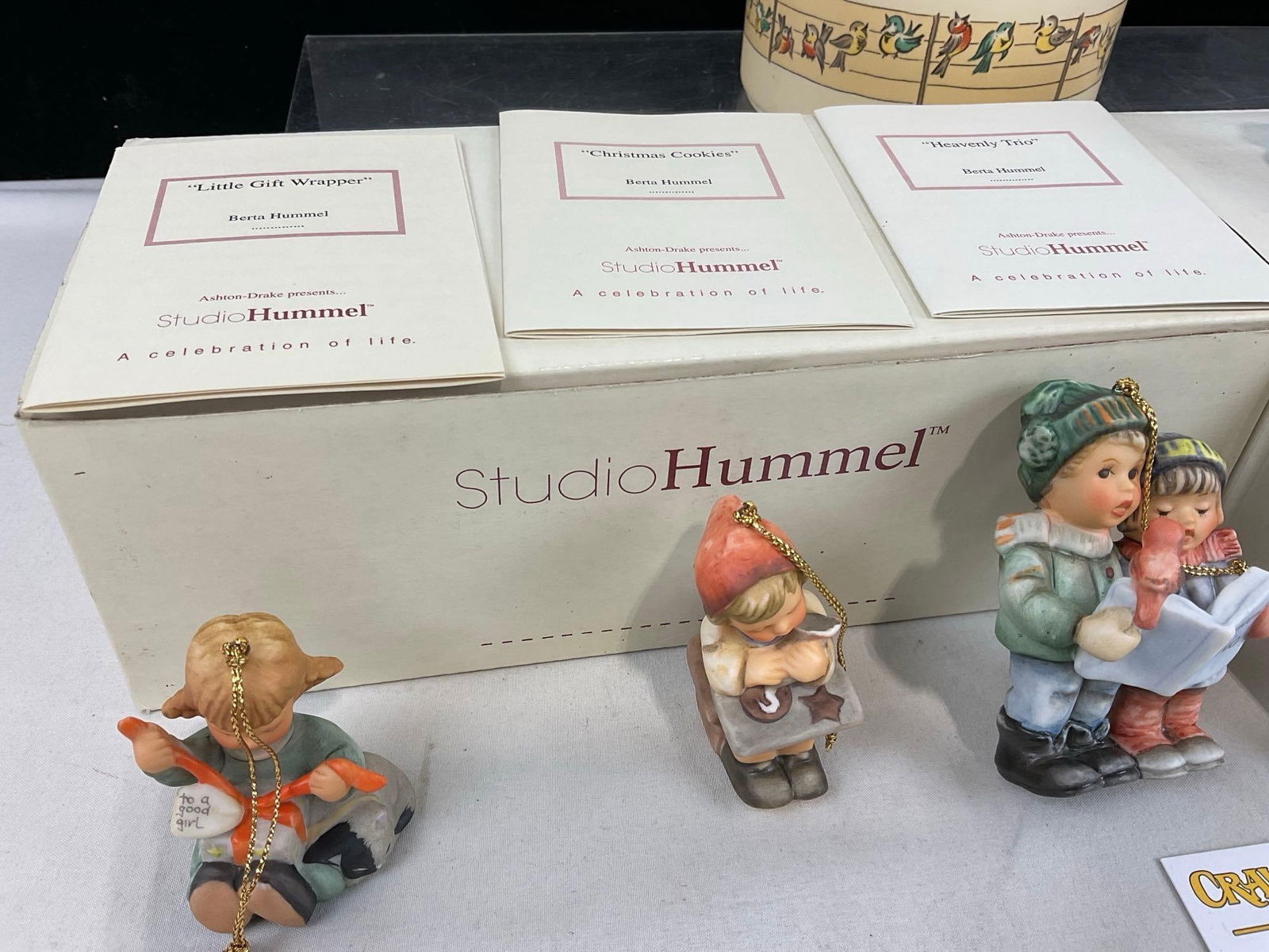 Hummel Music Box & 2 3 Packs of small Studio Hummel Figures, Ornaments, w/ box & paperwork - 3