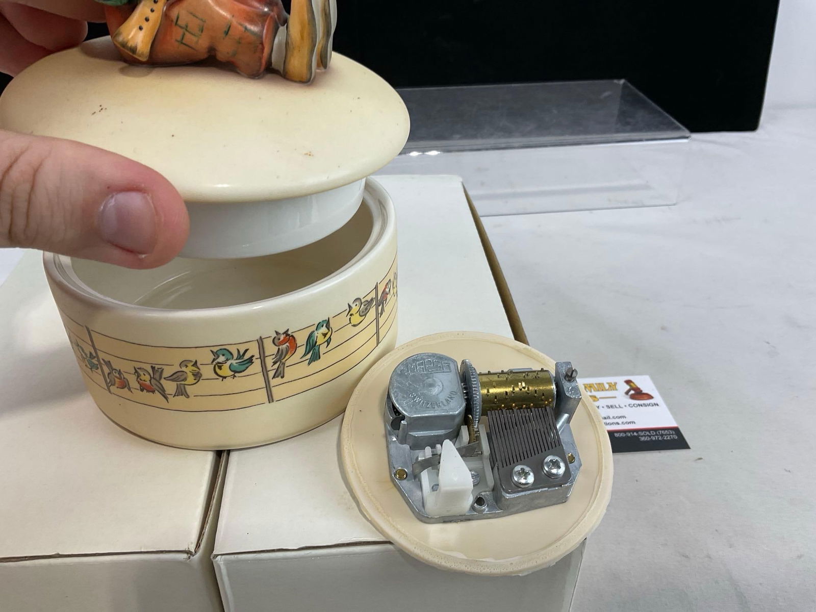 Hummel Music Box & 2 3 Packs of small Studio Hummel Figures, Ornaments, w/ box & paperwork - 6