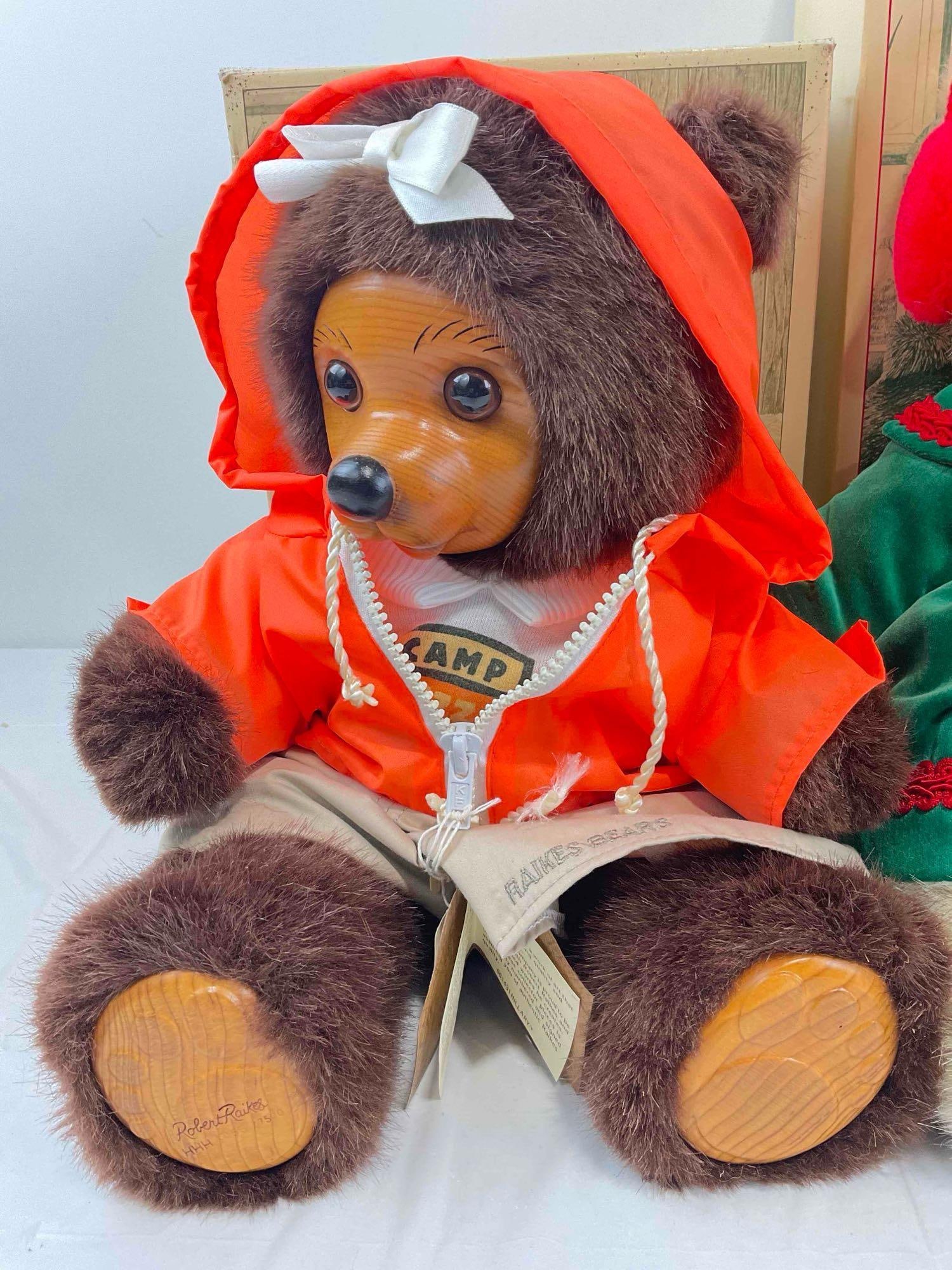 3 pcs Vintage Raikes Bears Stuffed Bear Dolls in Original Boxes, incl. Mother's Day 1990. See pics. - 2