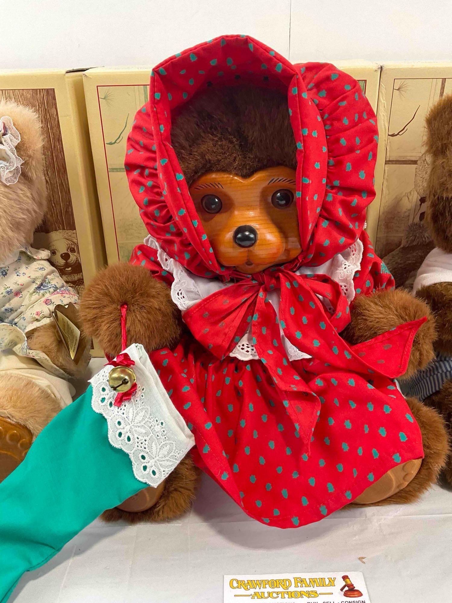 3 pcs Vintage Raikes Bears Stuffed Bear Toys in Original Boxes w/ COA, incl. Nicolette 51243. - 3