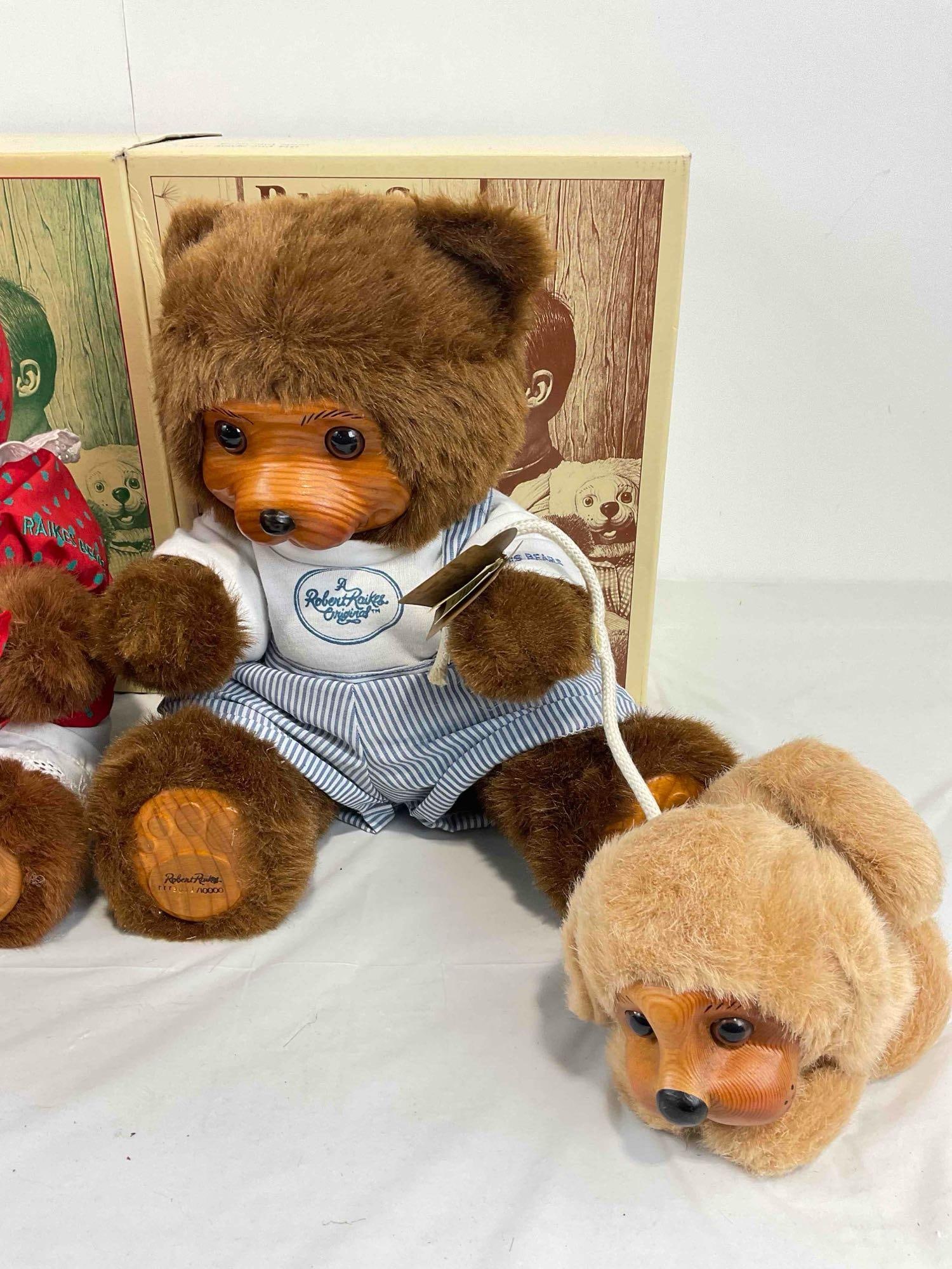 3 pcs Vintage Raikes Bears Stuffed Bear Toys in Original Boxes w/ COA, incl. Nicolette 51243. - 4