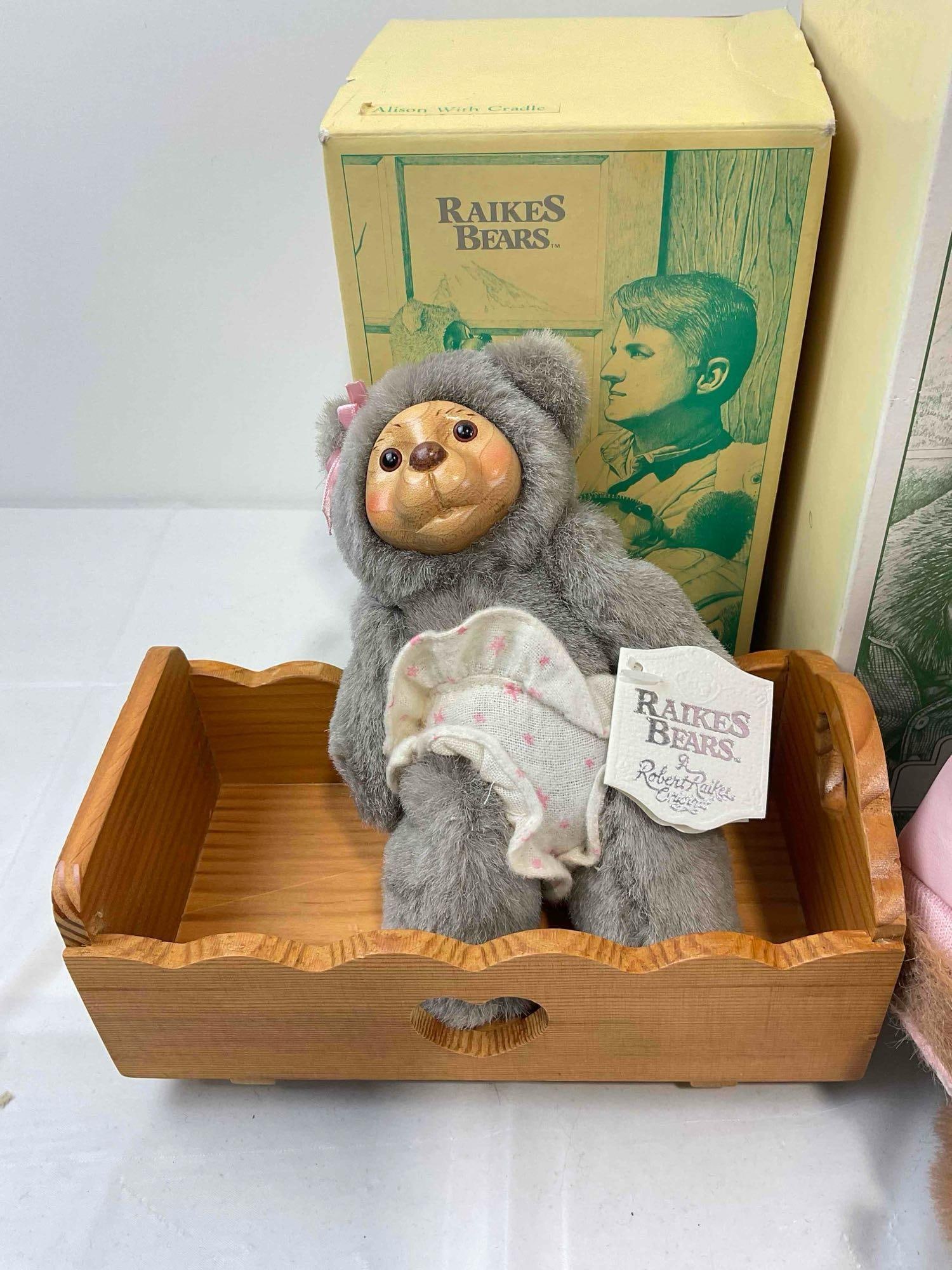 4 pcs Vintage Raikes Bears Stuffed Bear Dolls in Original Boxes, incl. 17019 Kevi Bear! See pics. - 5