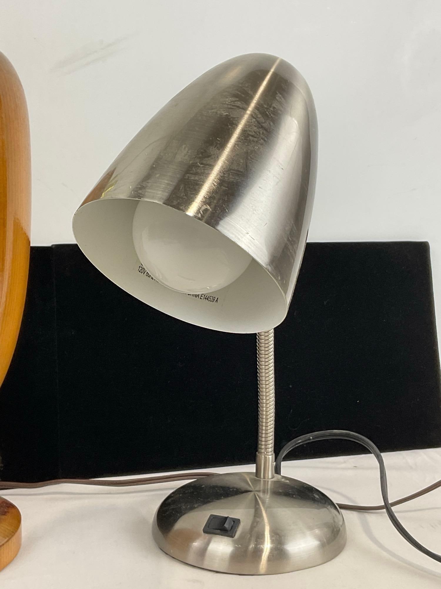 Wooden Lamp w/ Deer Portrait, Aluminum Lamp, tested & working - 2