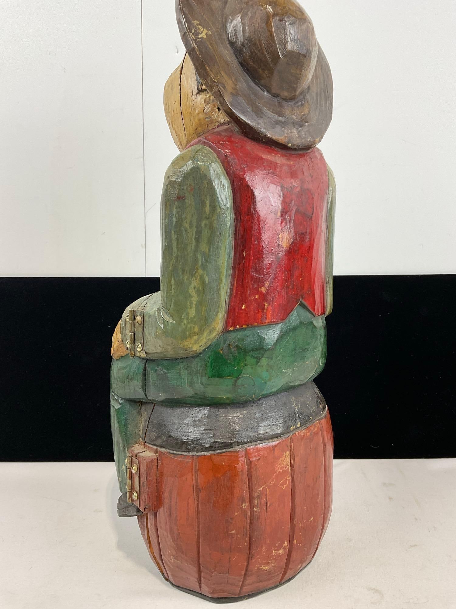 Vintage Carved Wooden Wine Holder, 17h x 7w x 6d inches, Handpainted - 3