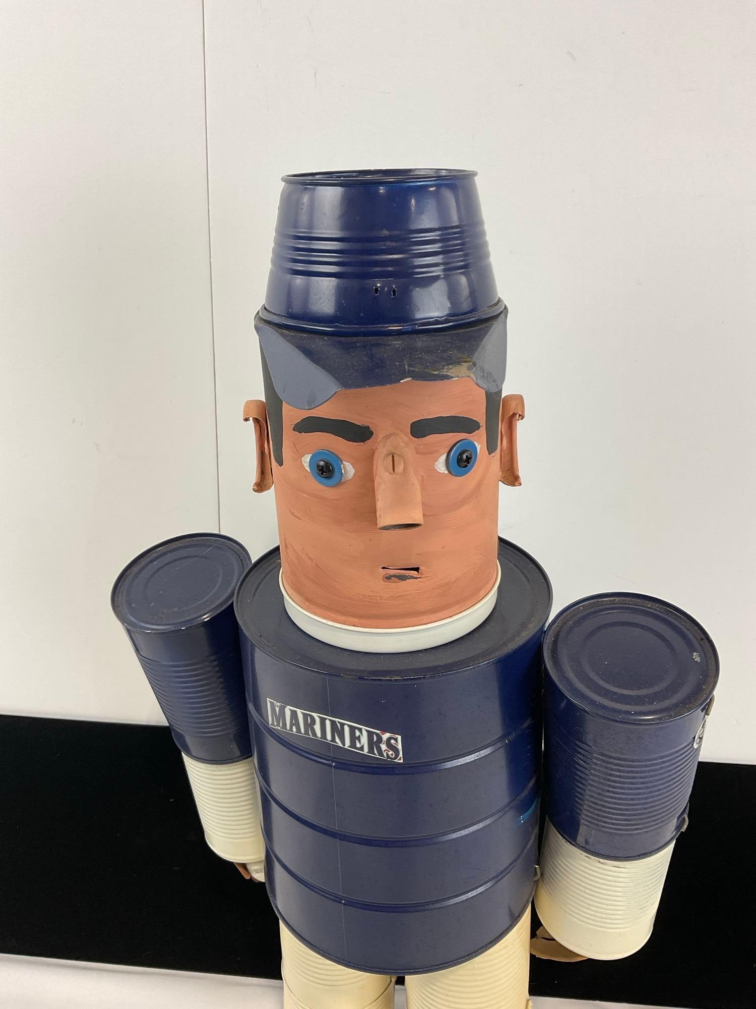 Handmade Folk Art Coffee Tin & Cans Mariners Man, Handpainted, 23h x 11w x 7d inches - 2