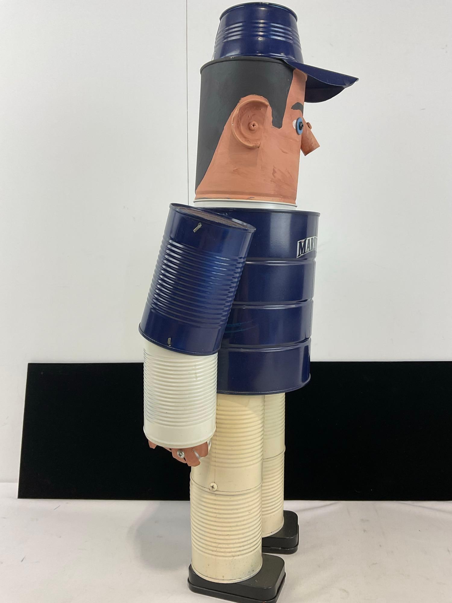 Handmade Folk Art Coffee Tin & Cans Mariners Man, Handpainted, 23h x 11w x 7d inches - 3