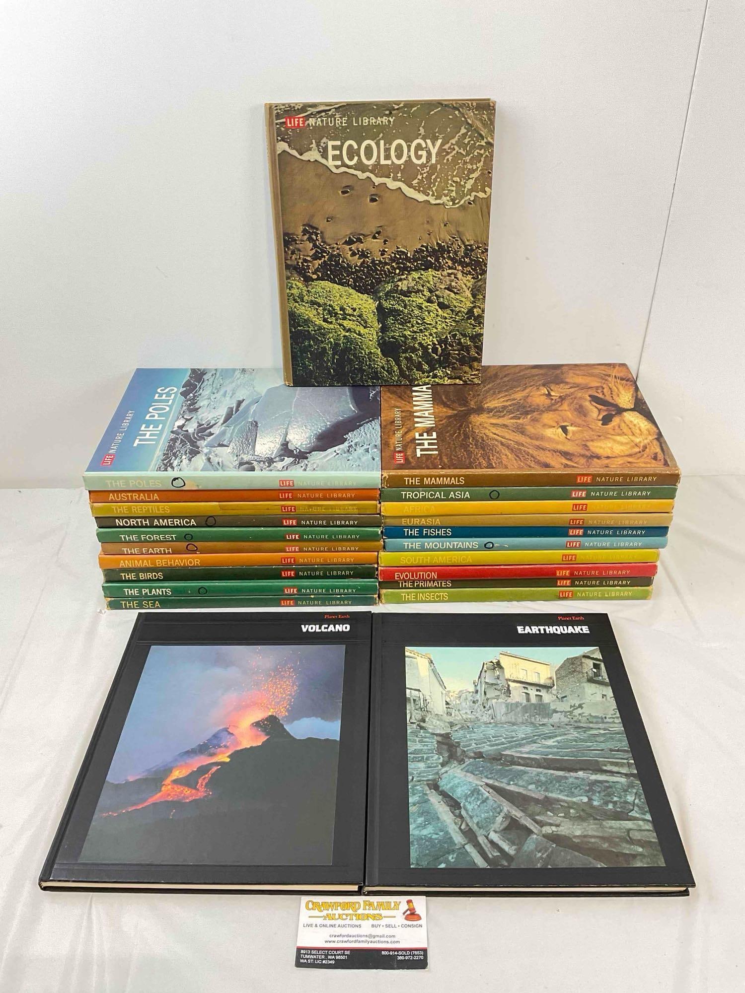 23 pcs Time Life Hardcover Volumes Nature Books, incl. 21x Nature Library & 2x Planet Earth.: 23 pcs Time Life Hardcover Volumes Nature Books, incl. 21x 1960s Nature Library & 2x 1980s Planet Earth. Minor wear indicative of age, condition is otherwise very good. Fits in box measuring 16" x