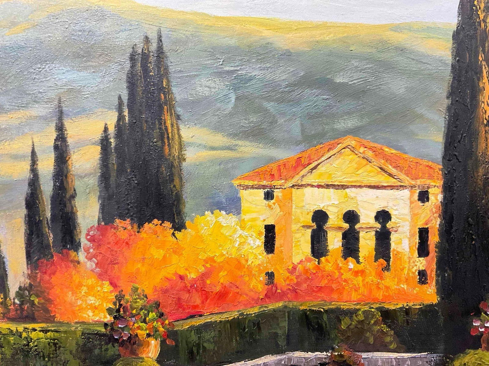 Unframed Oil Paint Print on Canvas "The Villa d'Orcia" by Max Hayslette w/ Book. See pics. - 4