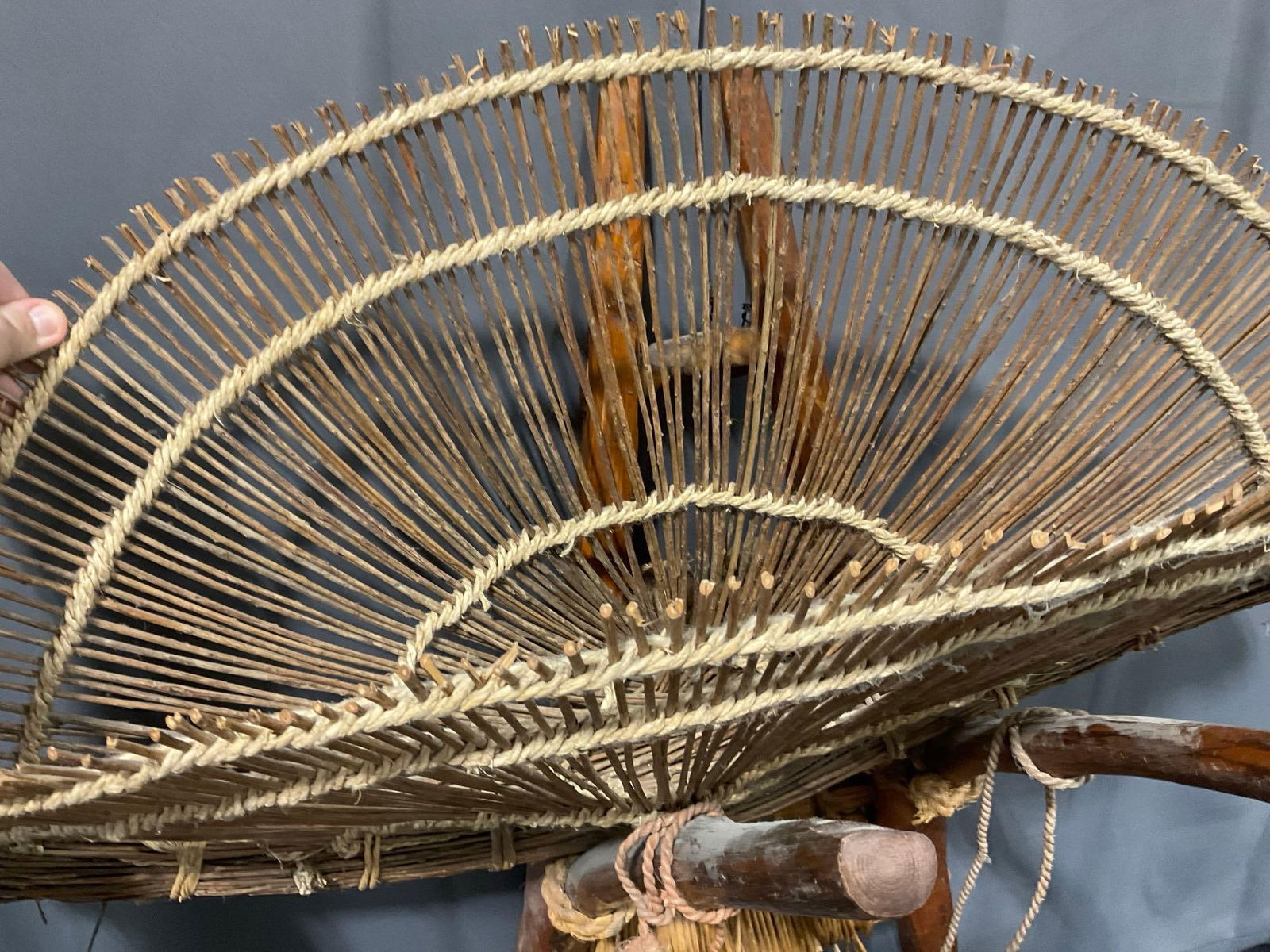 Antique Korean Jigae Primitive Handmade Kindling / fire wood Backpack, 42h x 36w x 18d inches - 3