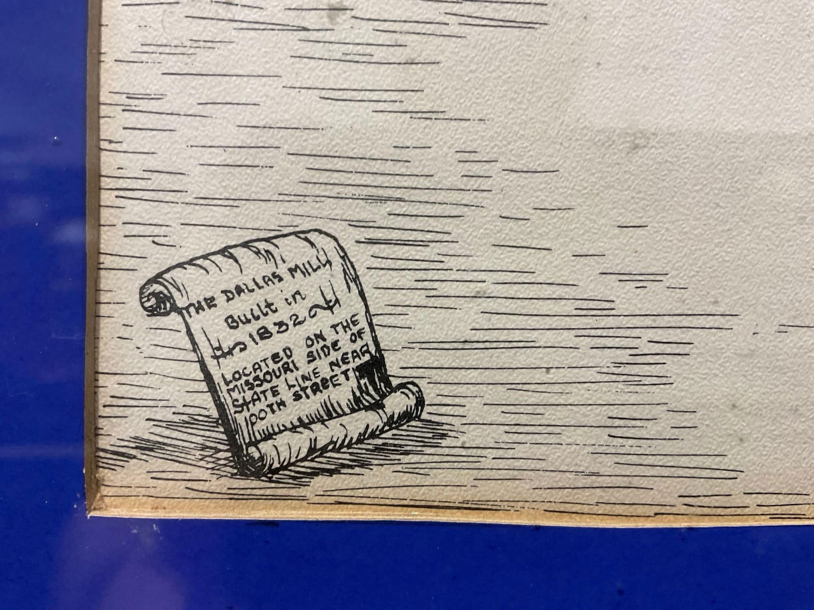 Vintage 1954 Pen Drawing of The Dallas Mill by De Kiefer, 24h x 30w x 4d inches - 5