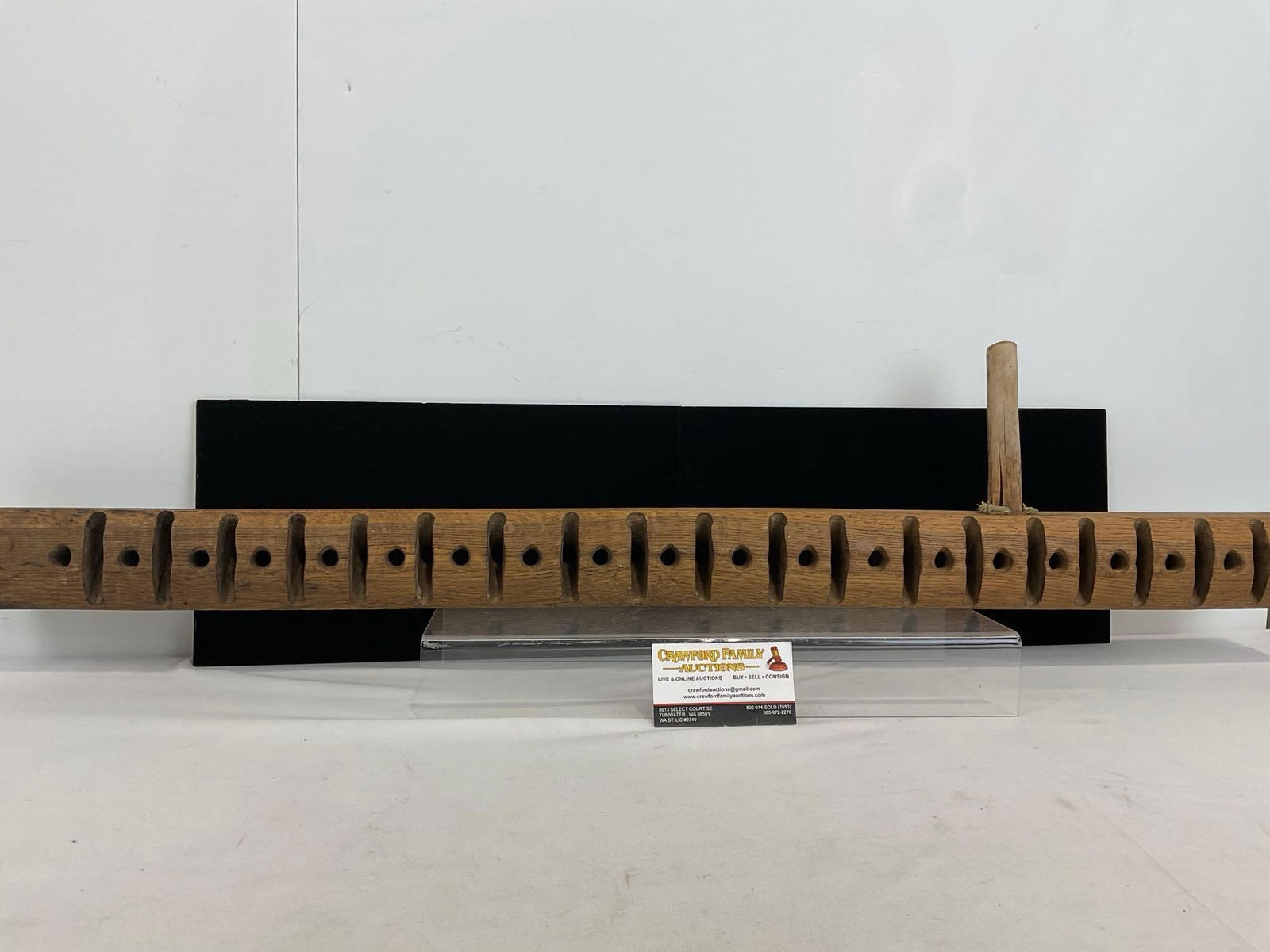 Antique / Privative Straw Mat Making Tool, Carved Wooden Slots, approx 9h x 39w x 4d inches - 4