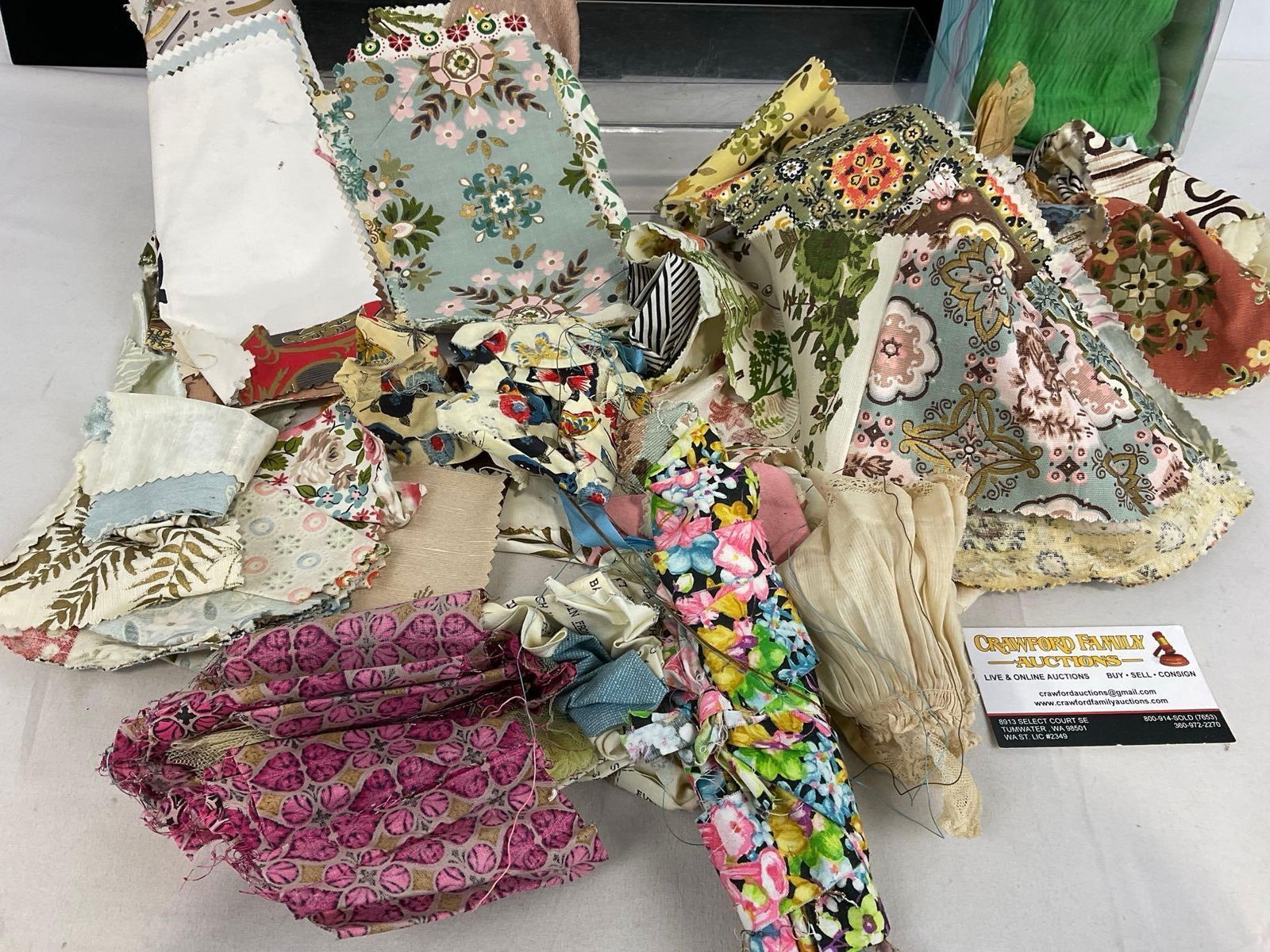 Assortment of Fabrics, Doll Clothing Instructions, The Trio Tress Wig Fall & more - 6