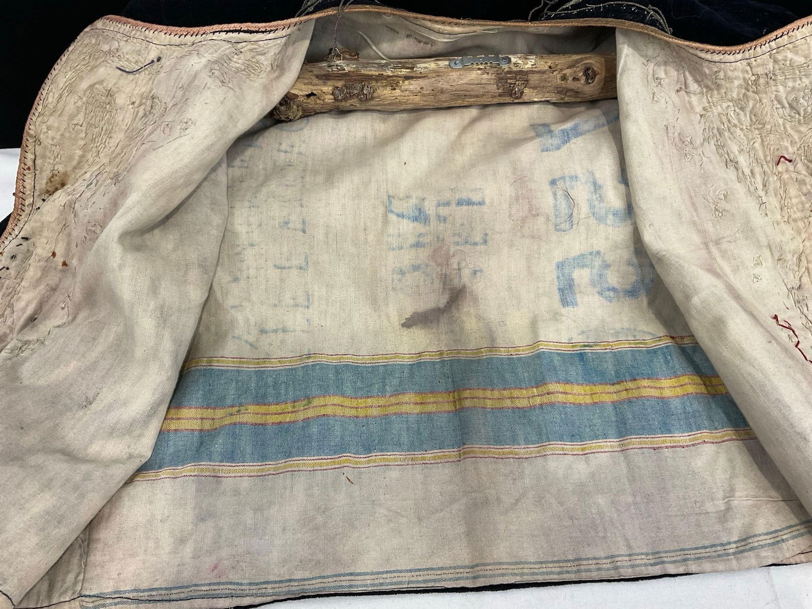 Antique Childs Jacket, Velvet Cloth, Embroidered & Pair of Shoes, Dark Black w/ Gold Details - 4