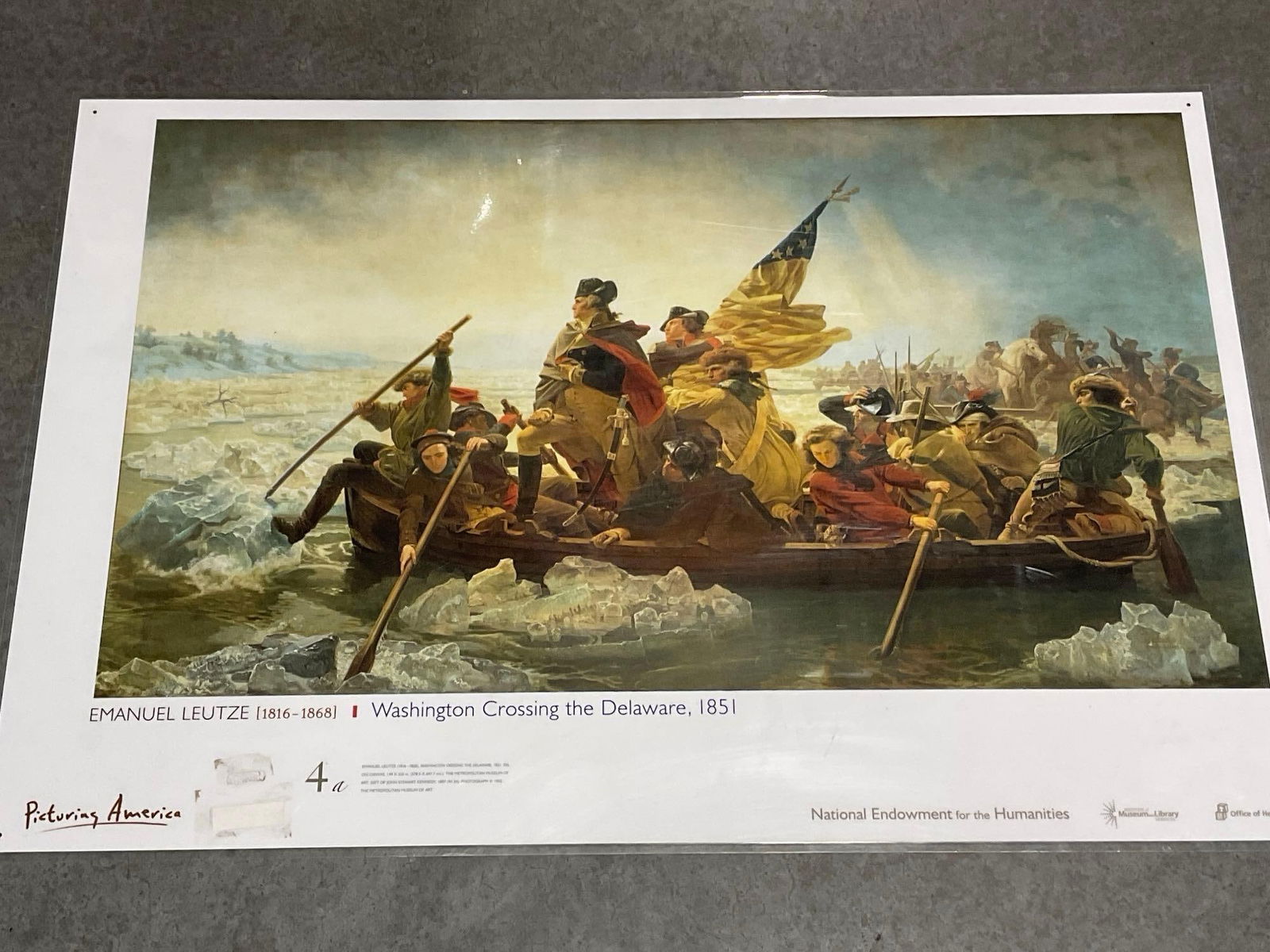 Laminated Poster, double sided, Hiram Powers Statue of Ben F. & Emanuel Leutze Washington Crossing - 3