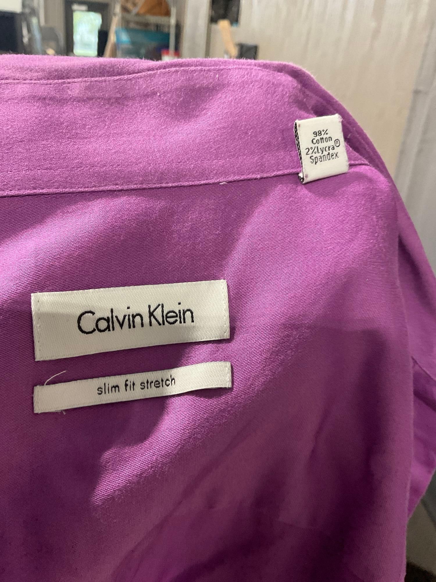 3x Calvin Klein Dress Shirts Size 32/33, Tasso Elba White Pants 30W 32L & Jeans - 5