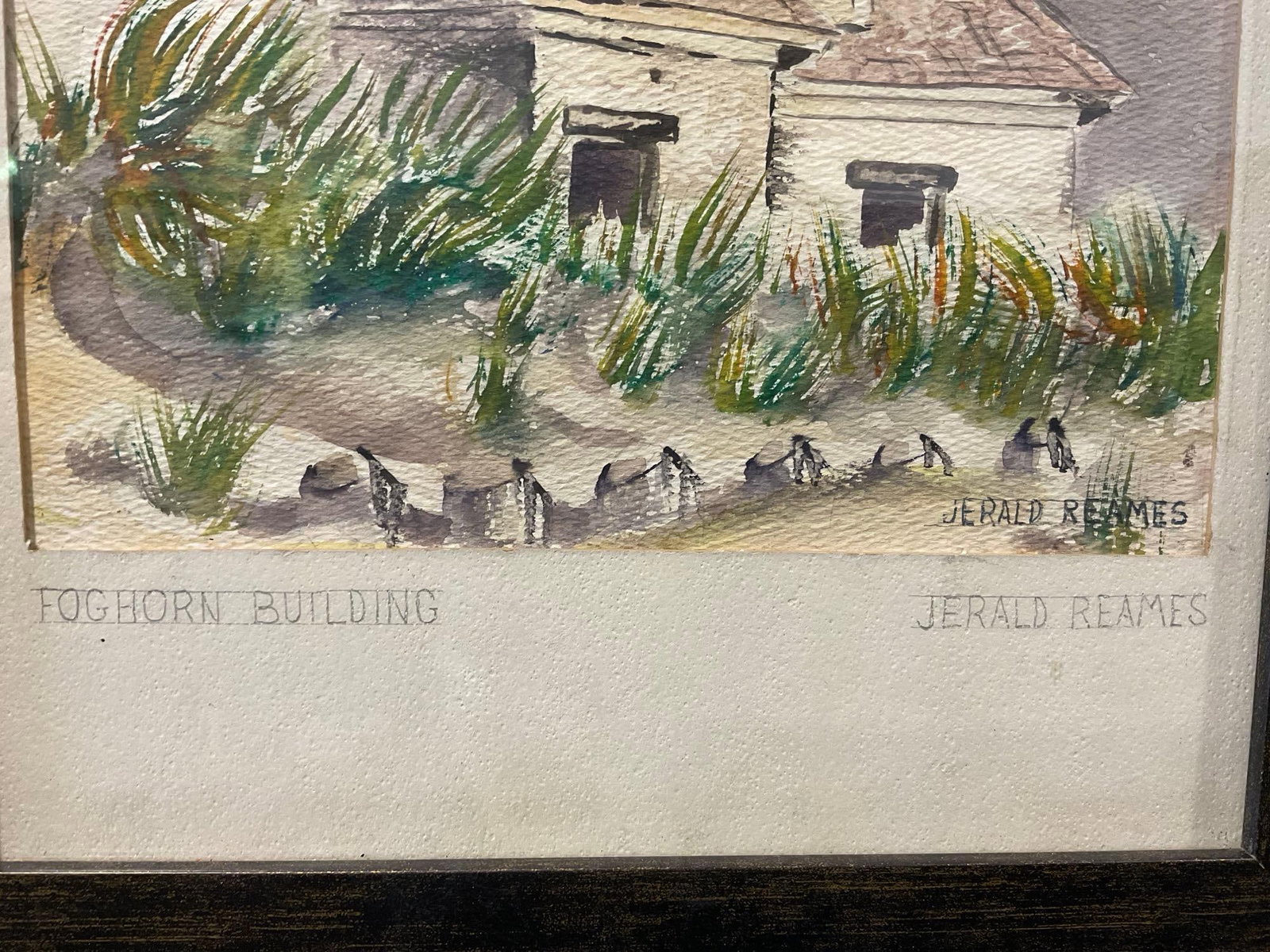 Framed Watercolor on Paper titled Foghorn Building by Jerald Reames, 19h x 13w x 2d inches - 3