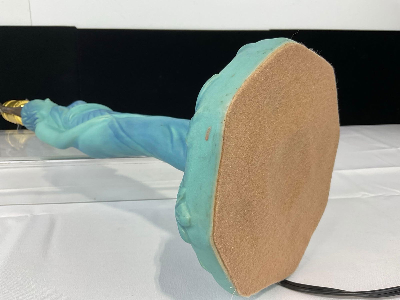 Lovely Van Briggle Pottery Lamp, no shade, tested & working, Blue finish, 24h x 7w x 7d inches - 6