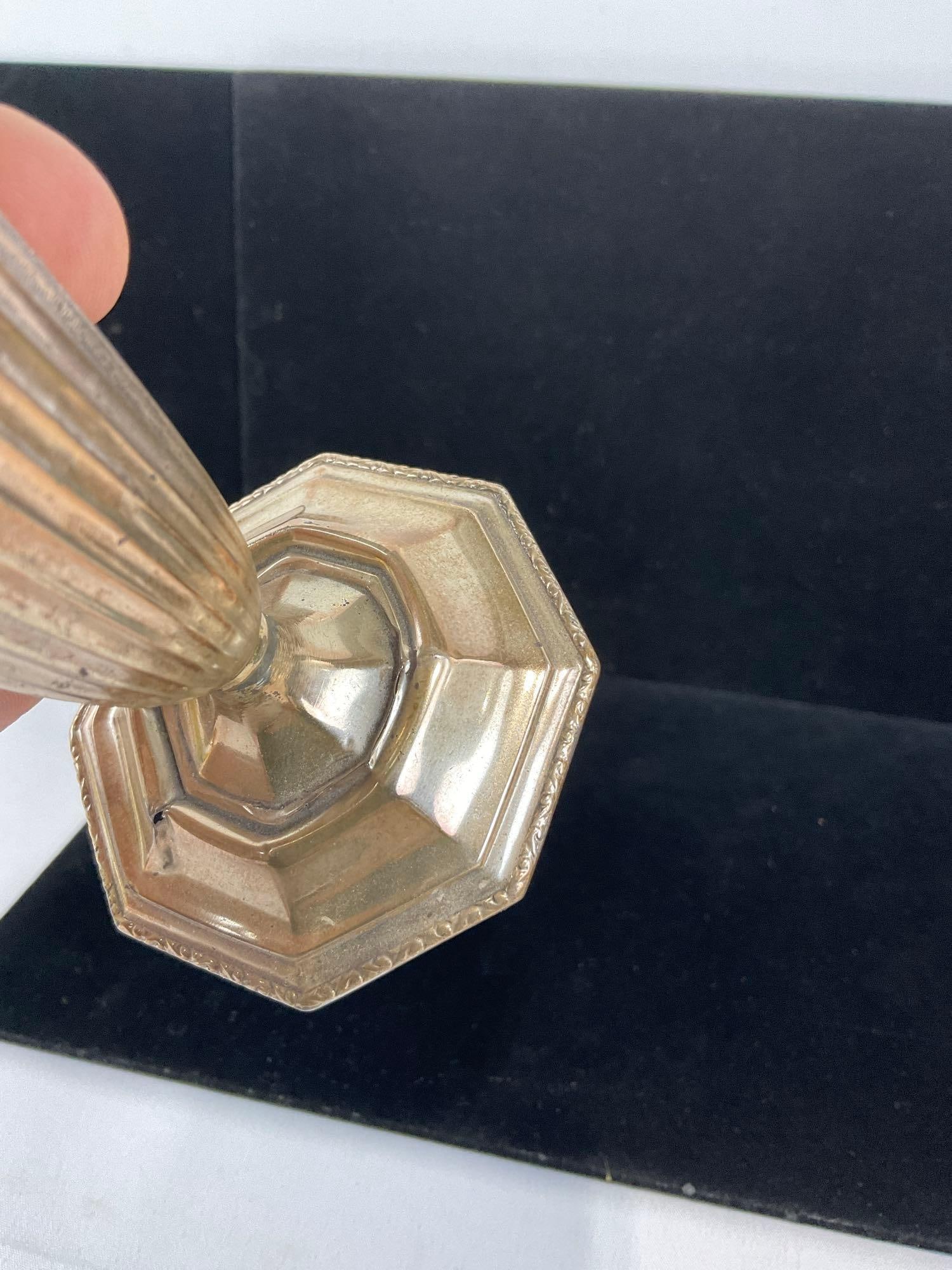 Sterling Silver Trumpet Shaped Brides Basket by Webster? w/ thin handle, 95 grams total weight - 5