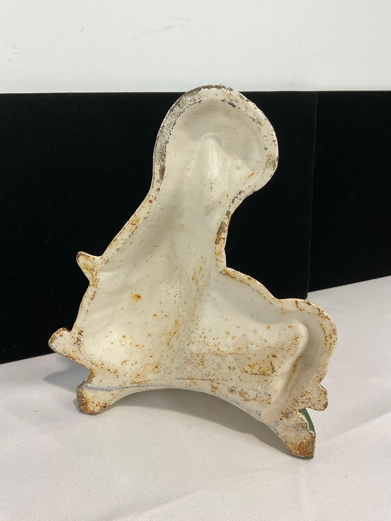 Vintage John Wright Cast Iron Doorstop, Handpainted Two White Ducklings, 8h x 8w x 4d inches - 3