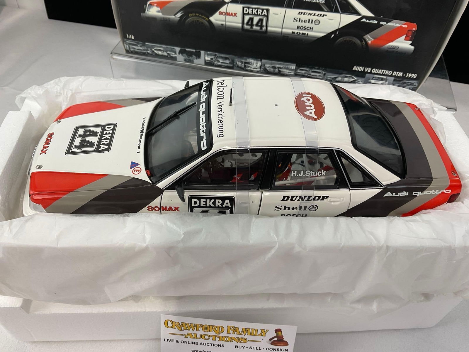 Minichamps 1990 Audi V8 Quattro DTM Team, Champion Hans Stuck, 1/18 Scale Diecast Car Model orig ... - 3