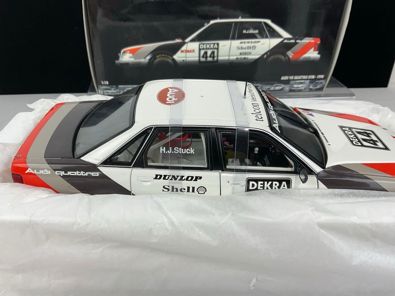 Minichamps 1990 Audi V8 Quattro DTM Team, Champion Hans Stuck, 1/18 Scale Diecast Car Model orig ... - 5