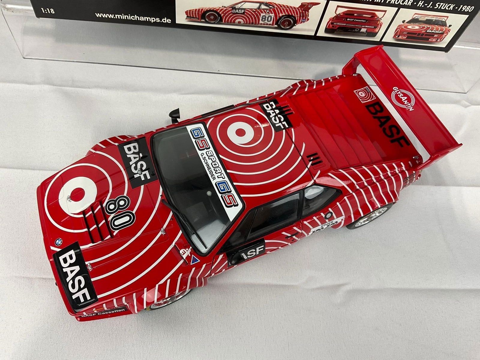 Minichamps 1980 BMW M-1 Procar BASF Champion Hans Stuck, 1/18 Scale Diecast Car Model orig box - 2