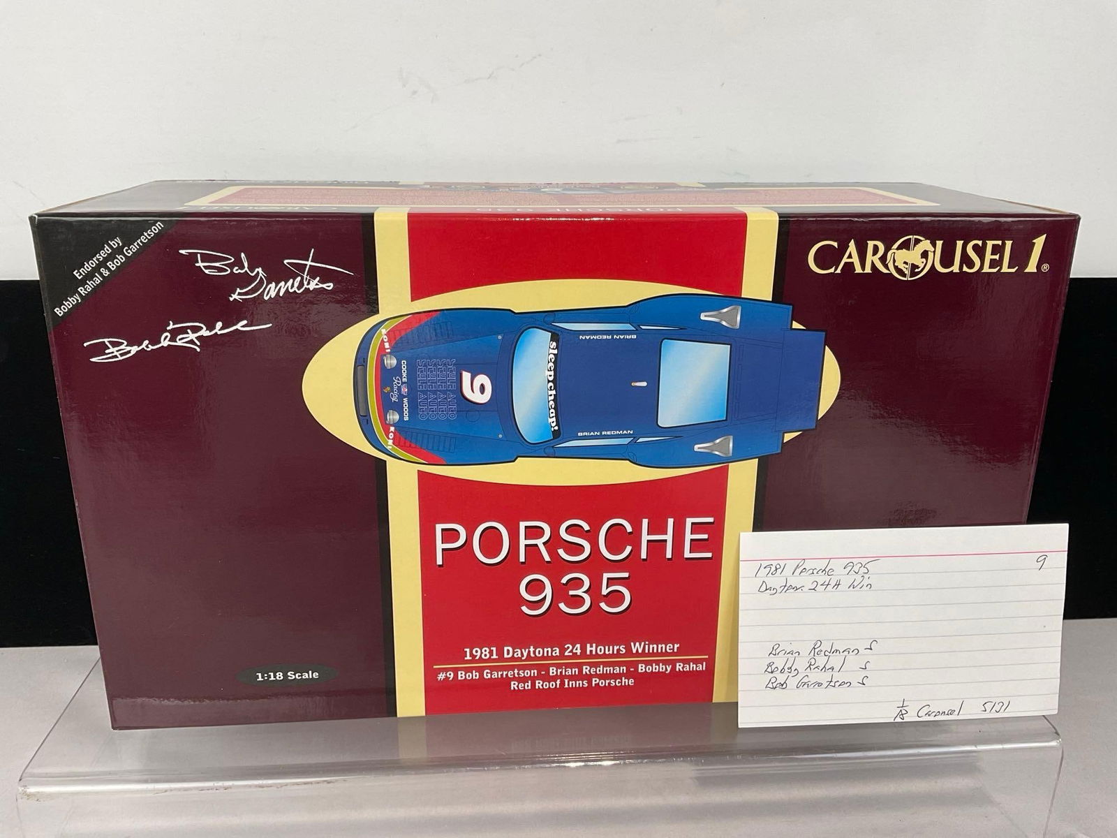 Carousel Porsche 935 Daytona Signed by Redman, Rahal & Garretson, 1/18 Scale Diecast Car Model orig - 10