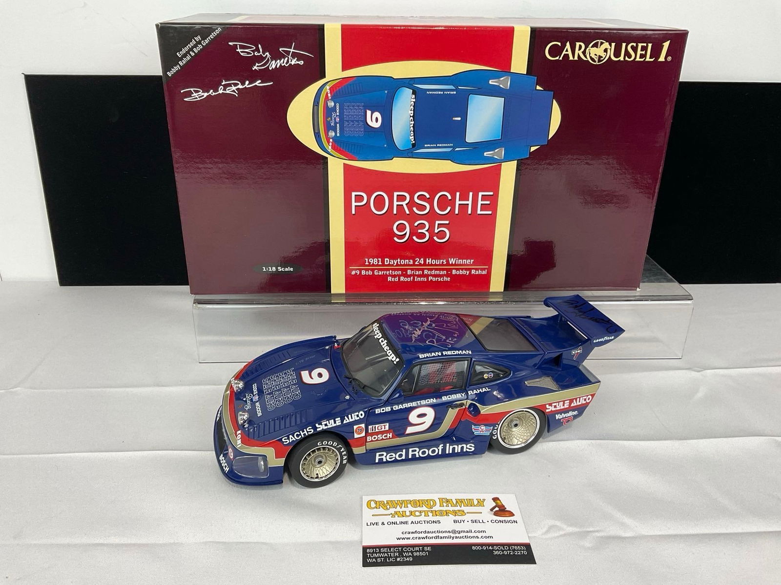 Carousel Porsche 935 Daytona Signed by Redman, Rahal & Garretson, 1/18 Scale Diecast Car Model orig (1 of 10)