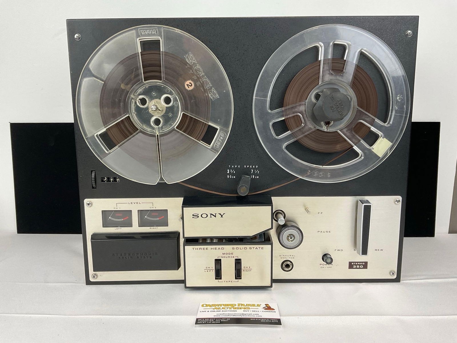 Vintage Sony Tapecorder TC-350 4-Track Solid-State Stereo Reel-to-Reel Tape Deck, 8h x 17w x 14d in (1 of 4)