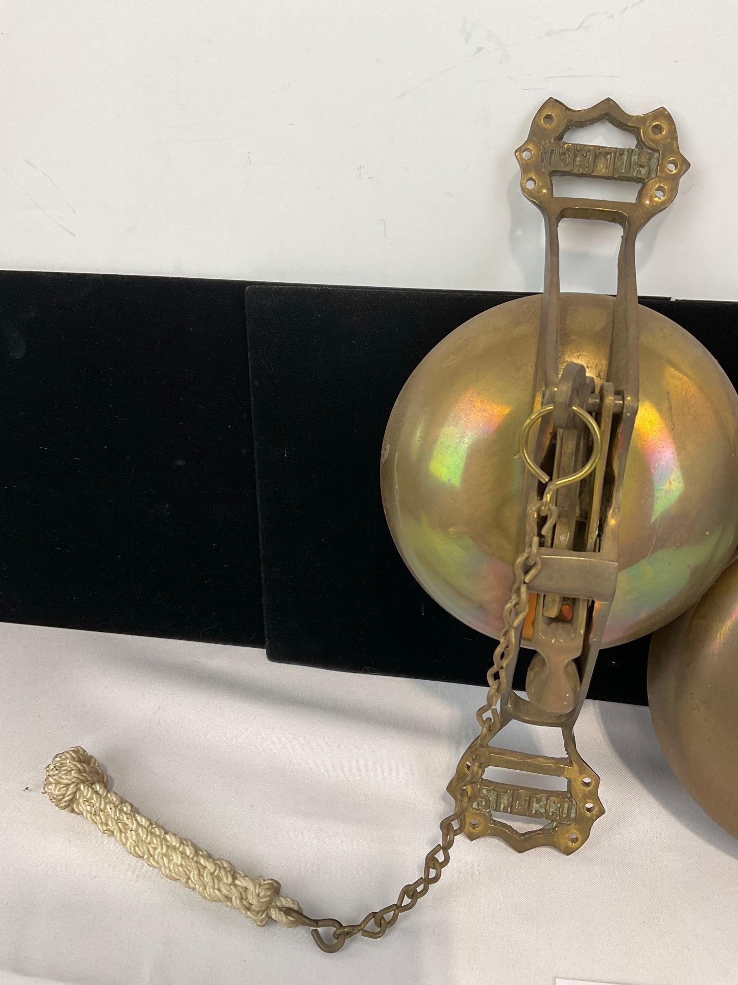 Pair of Brass Hand Pull Bells, STLCCO San Francisco Cable Car Bell & Antique Boxing Ring Bell - 3