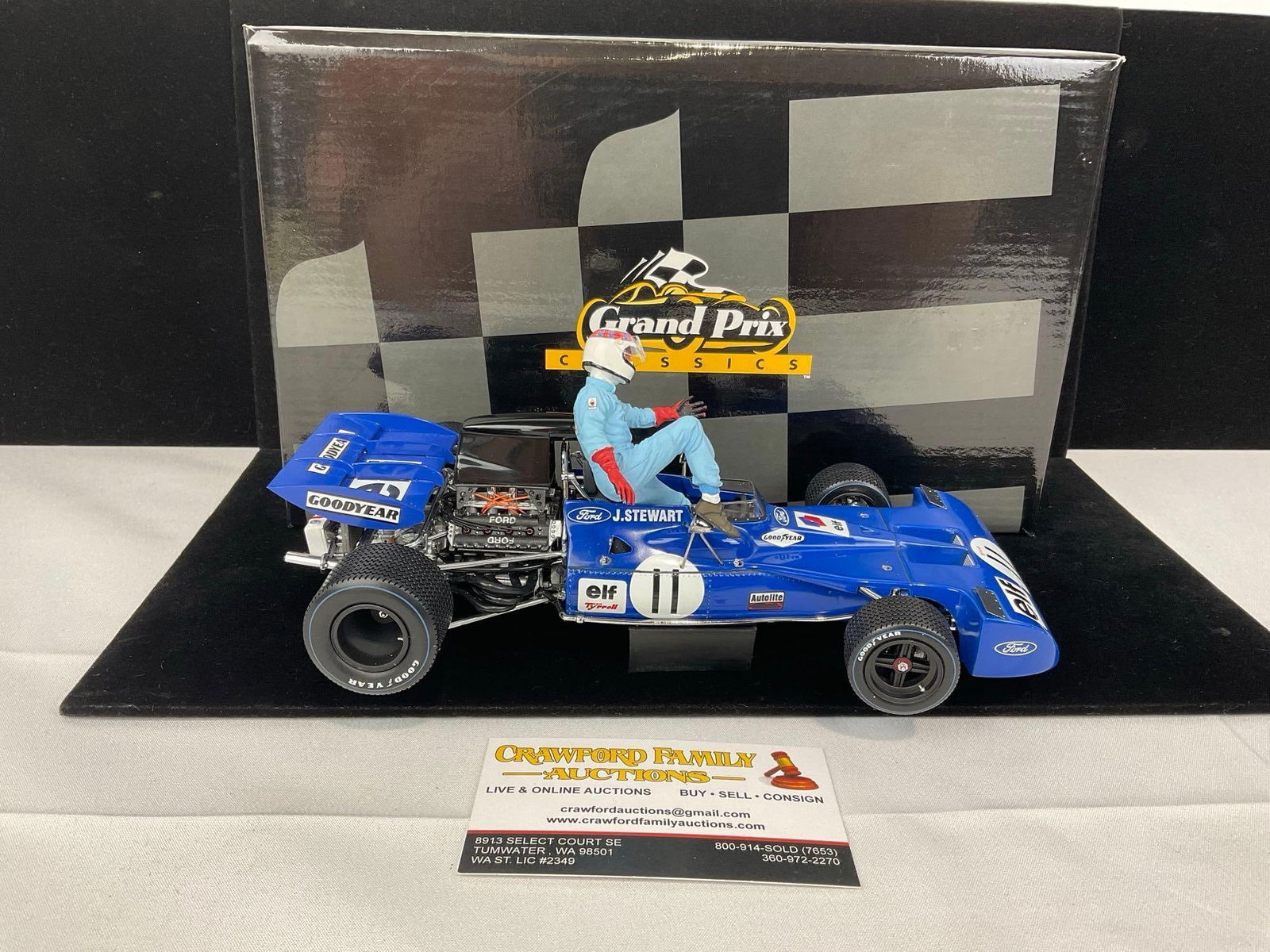 Grand Prix Classics 1971 Tyrrell Ford 11 J. Stewart 1/43 Scale Diecast Car Model Orig Box: Appears to be in good shape. The piece measures approx 5h x 12w x 7d inches. See pics. E-5420 