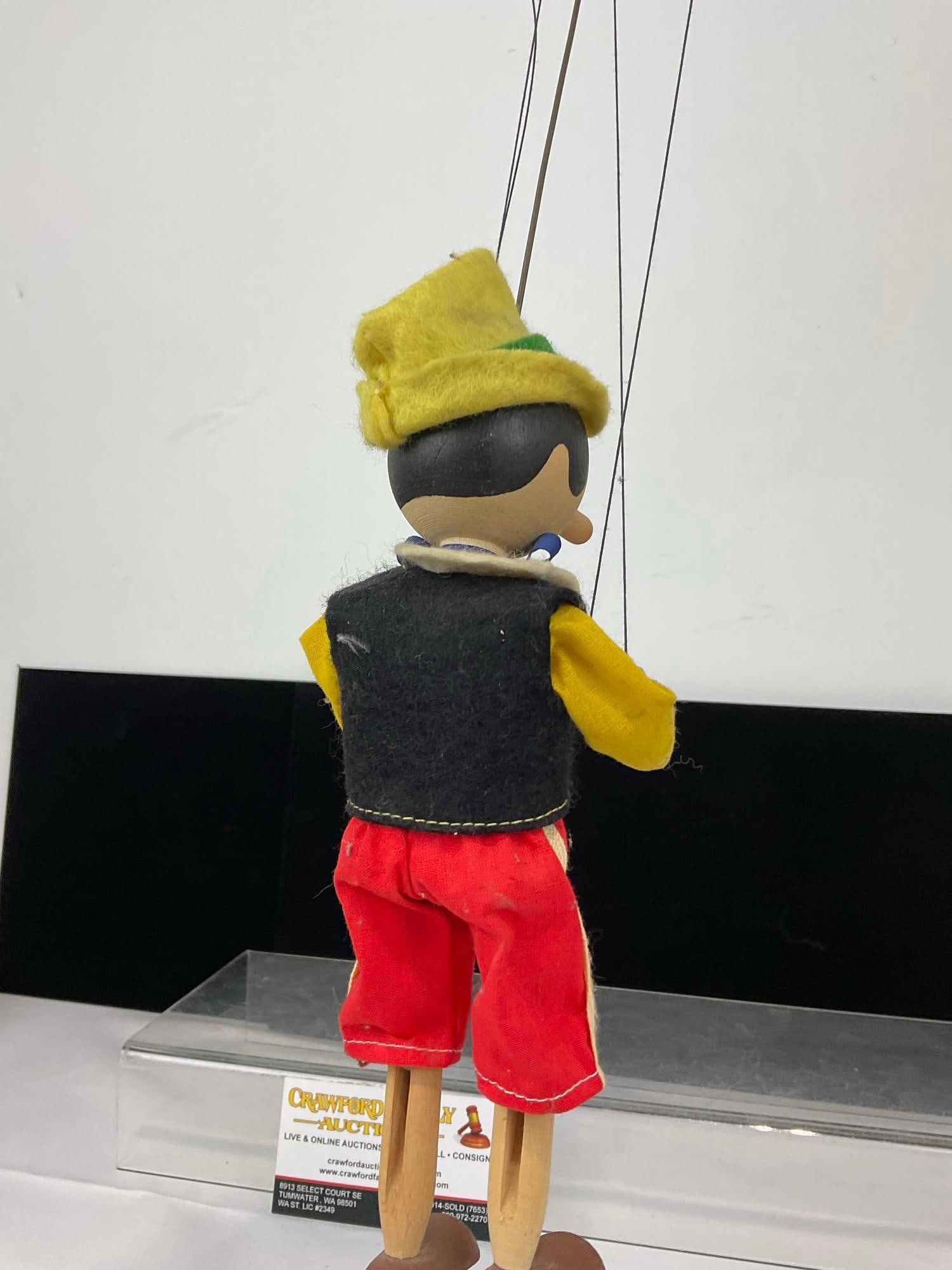 Vintage Masek Wooden Handmade Pinocchio Puppet, 19h x 5w x 5d inches - 4