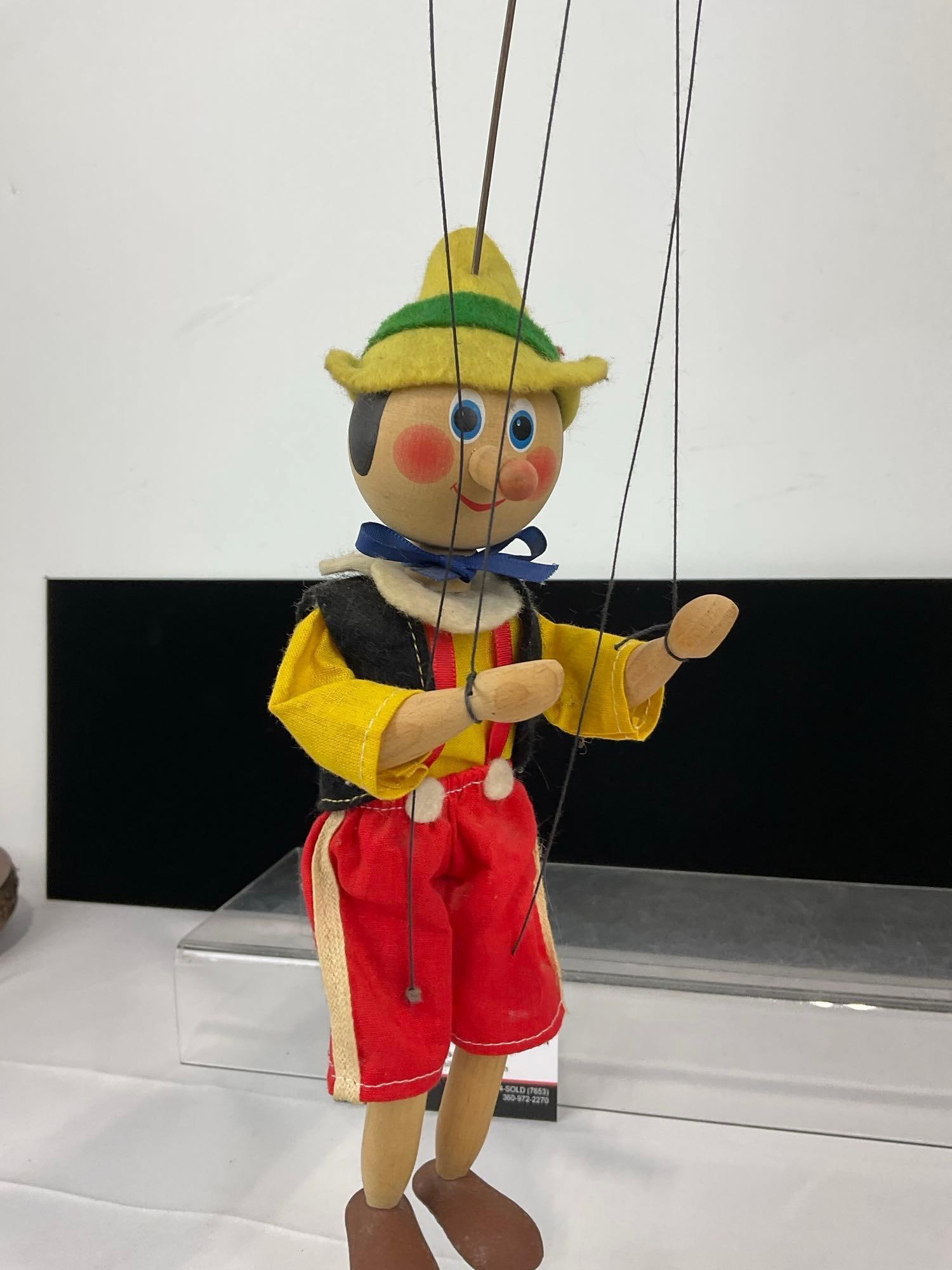 Vintage Masek Wooden Handmade Pinocchio Puppet, 19h x 5w x 5d inches - 5