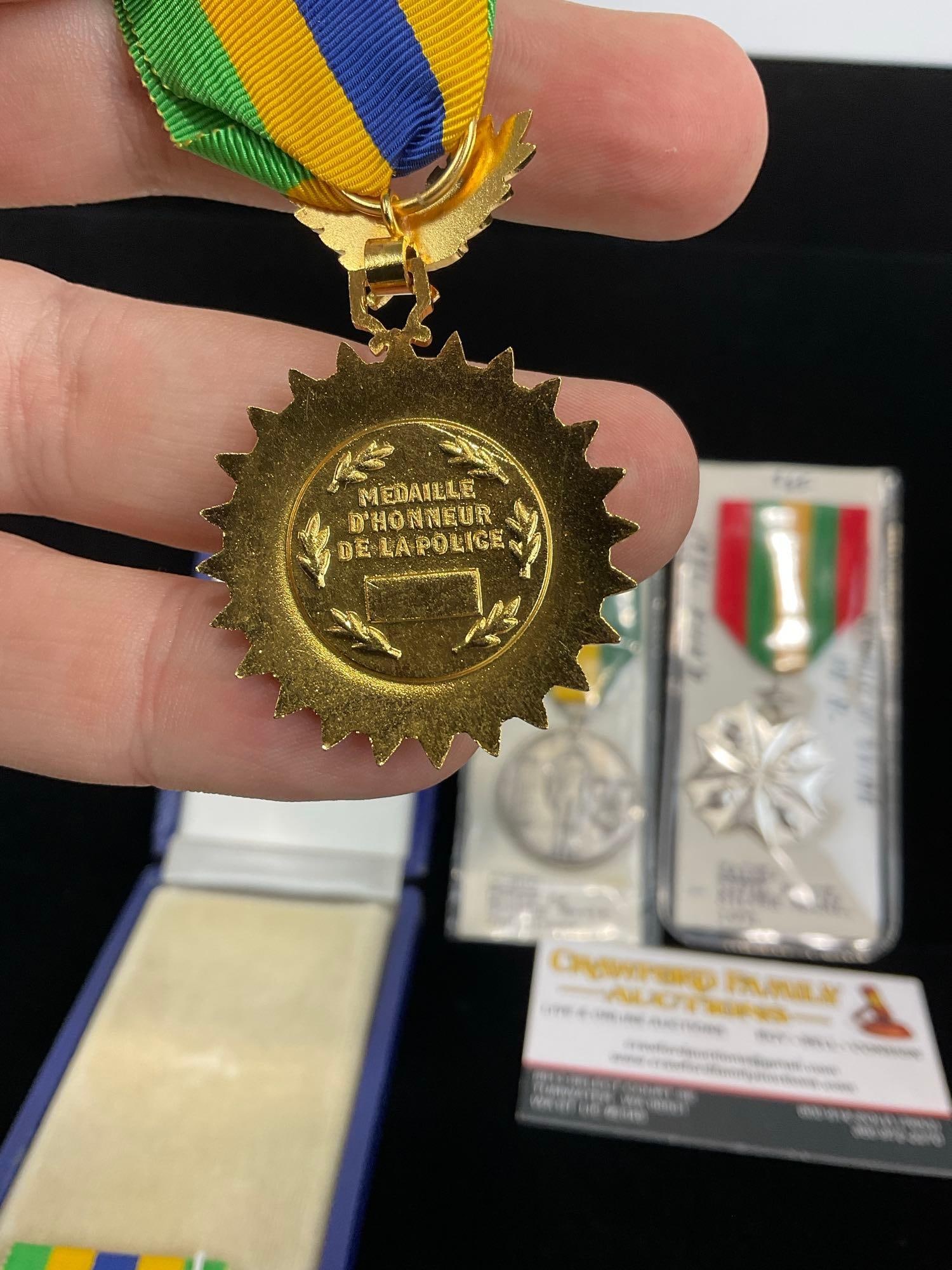 3 Medals, Gabon Police Medal of Honor, Congo Order of Sports Merit 2nd cl & Zaire Civil Merit Sil... - 3