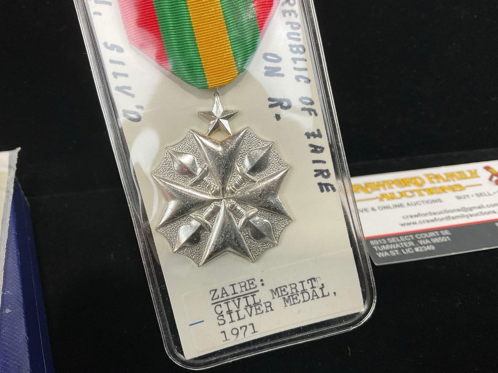 3 Medals, Gabon Police Medal of Honor, Congo Order of Sports Merit 2nd cl & Zaire Civil Merit Sil... - 5