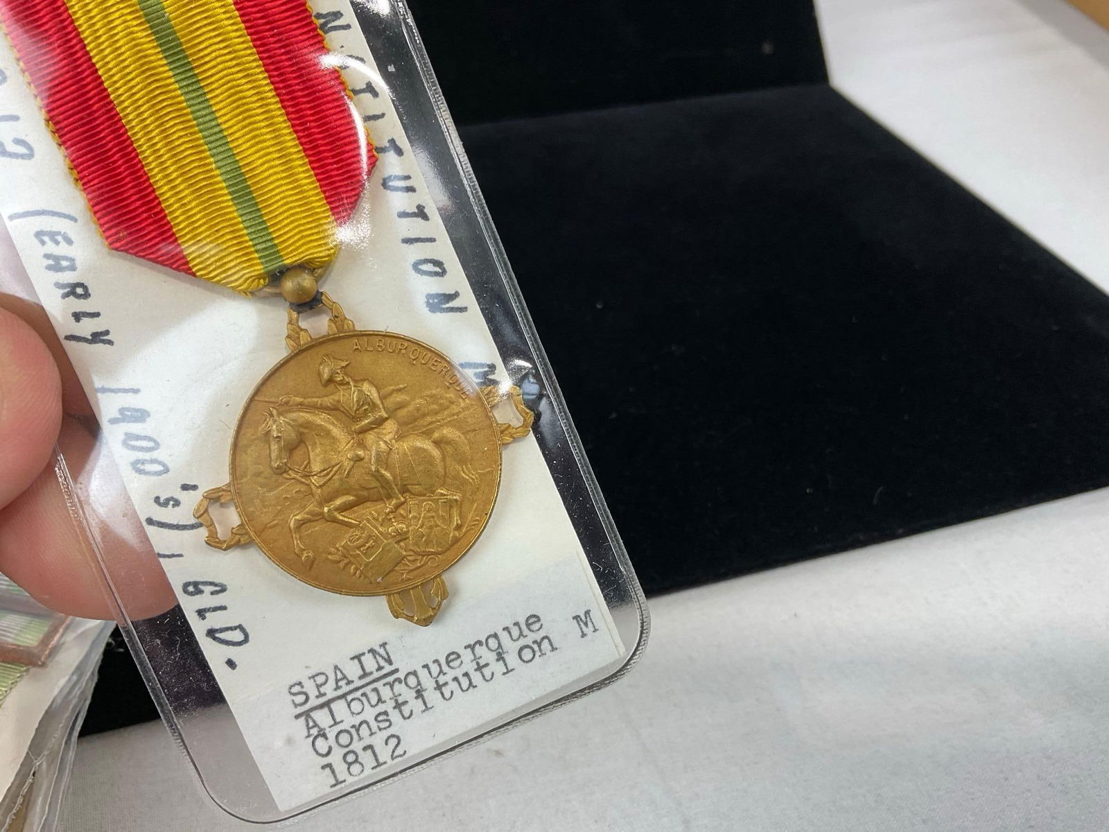 Pair of Medals, Portugal LSGC Military & Albq. Constitution 1812 & Spanish Belt Buckle Army - 5