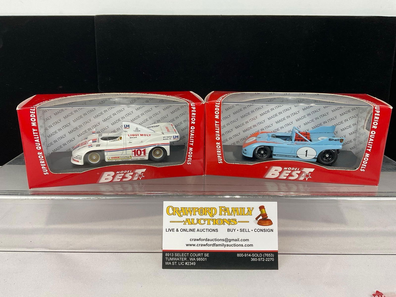 Pair of Model Best Porsche 908/3 & /4, driven by Joest, 1/43 Scale Diecast Car Model orig box (1 of 6)