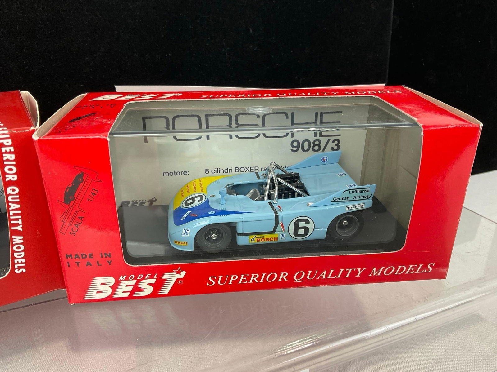 Pair of Model Best Porsche 908/3 driven by Joest, 1/43 Scale Diecast Car Model orig boxes - 3