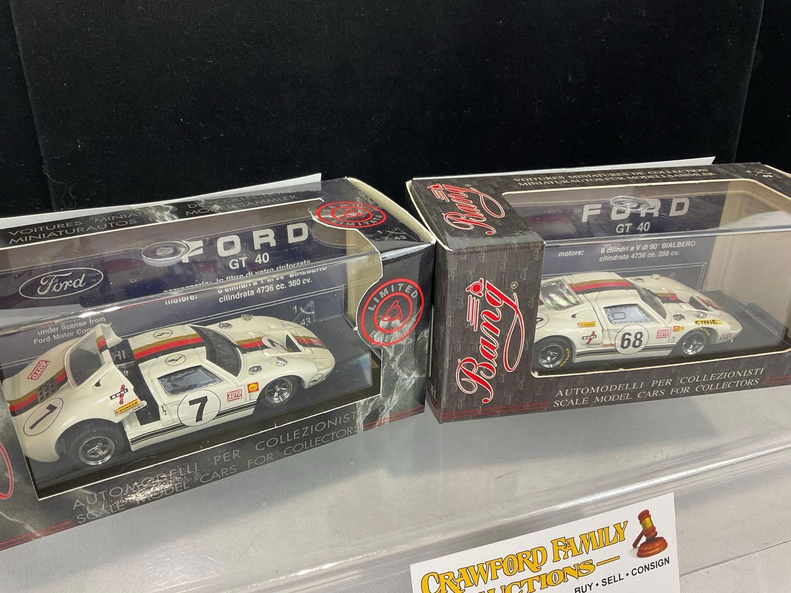Pair of Bang Models, 1969 Ford GT 40 Watkins Glen & LM, 1/43 Scale Diecast Car Model orig boxes - 2