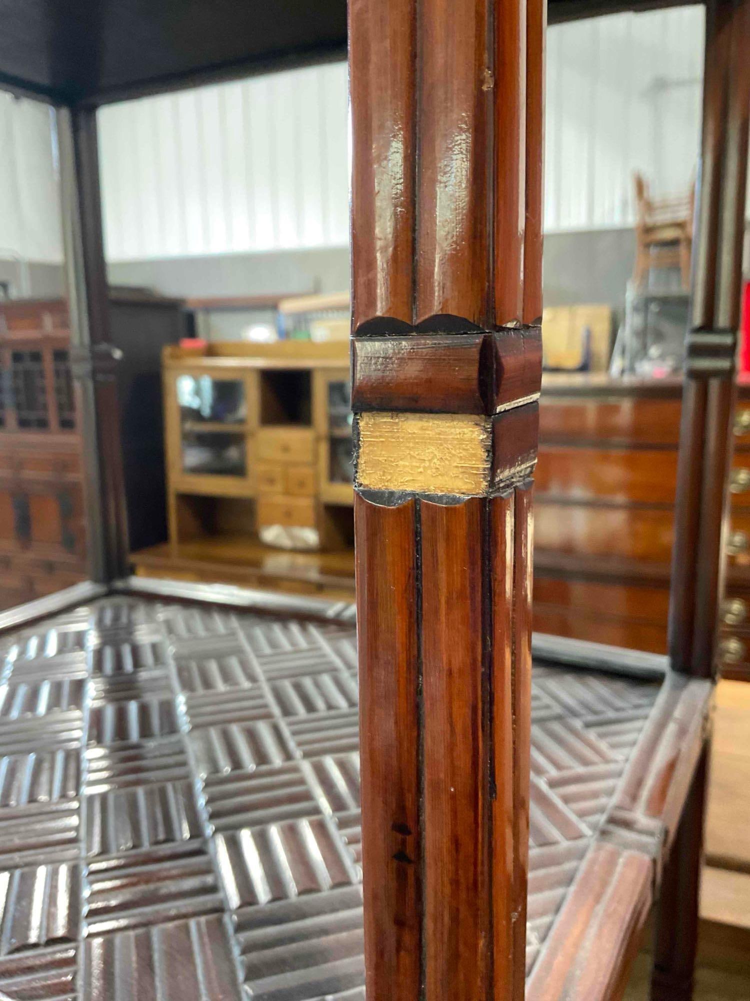 Vintage Asian Style Bamboo & Brass 3-Tier Etagere Display Case w/ Drawers & Cabinet. See pics. - 7