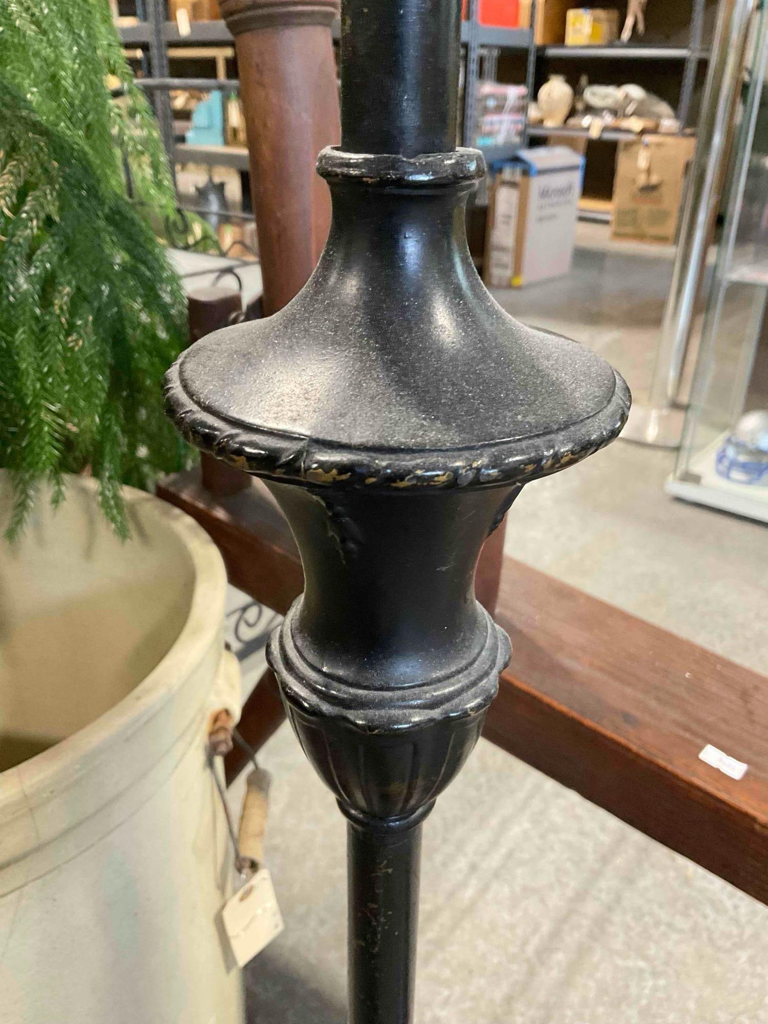 Vintage Black Painted Metal Floor Lamp w/ Dietz Railroad Light. Tested, Works. Very Good Cond. - 4