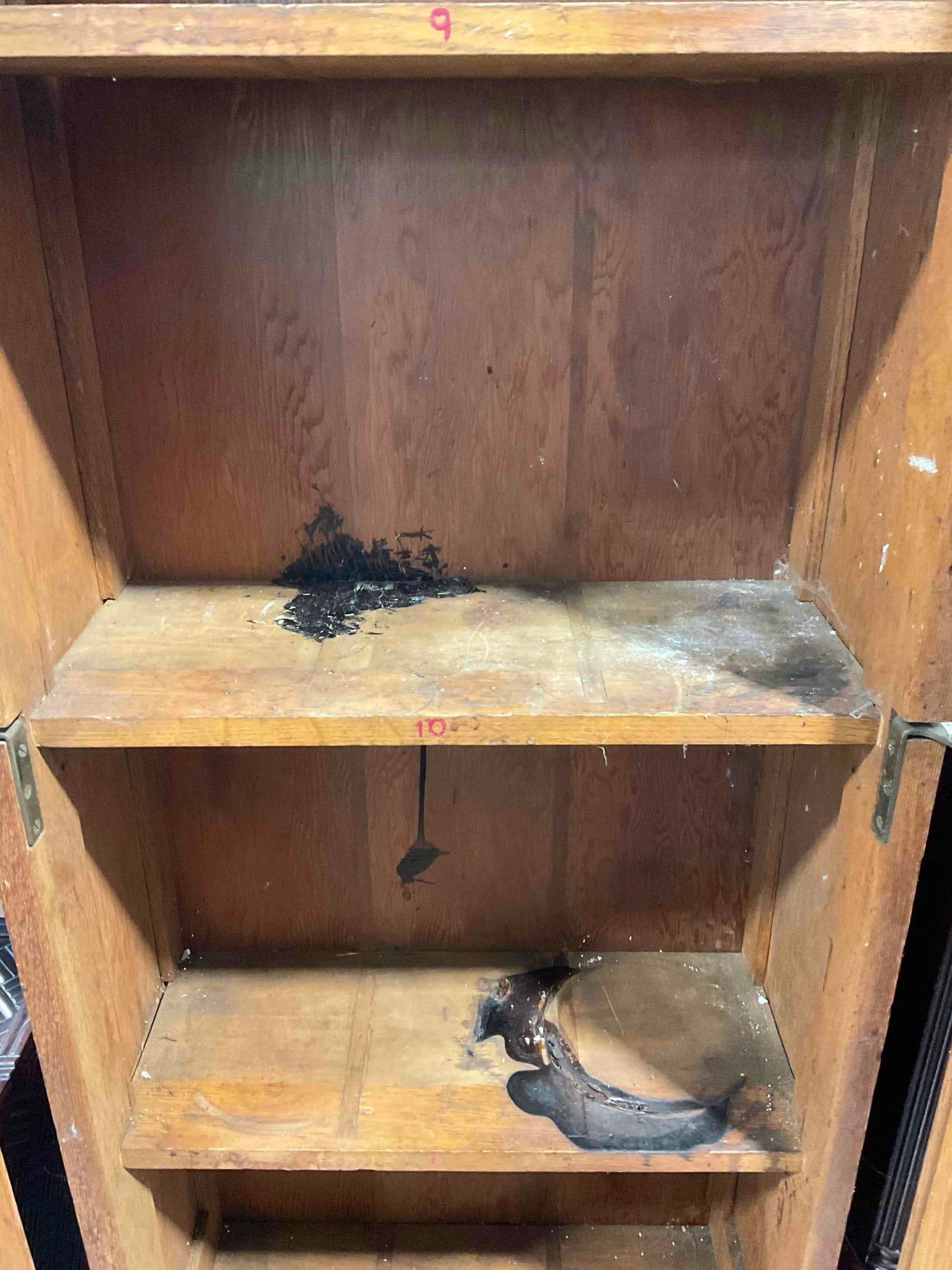 Scientific Equipment Co. Vintage Oak Wood Library? Cabinet w/ 4 Shelves & Glass Fronted Doors. - 8